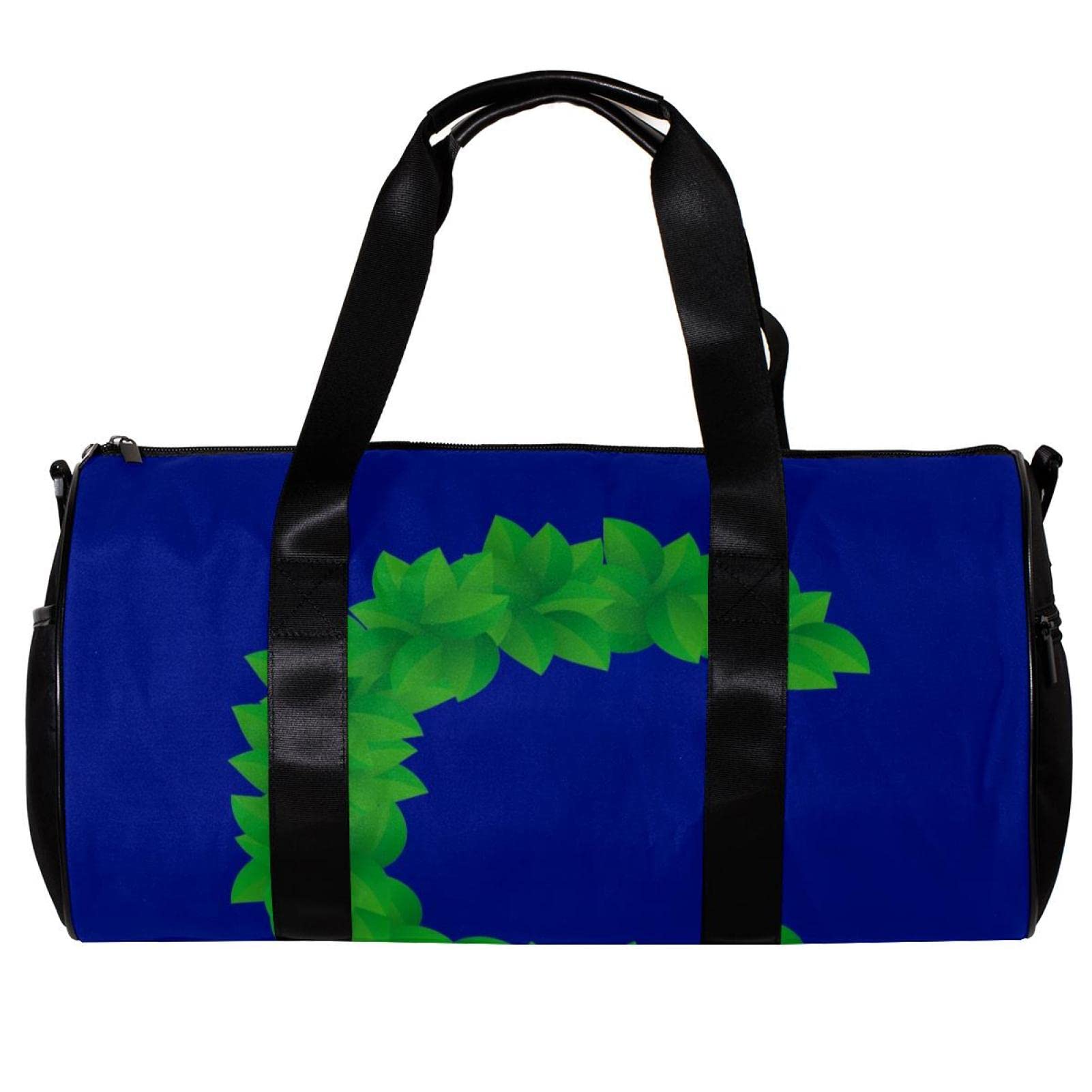 Premium Gym Duffle Bag for Men & Women - Large Capacity Overnight Weekender Travel Bag with Leaf Pattern & Letter C Design in Navy Blue - Perfect for Gym, Workout, Travel & Weekend Getaways