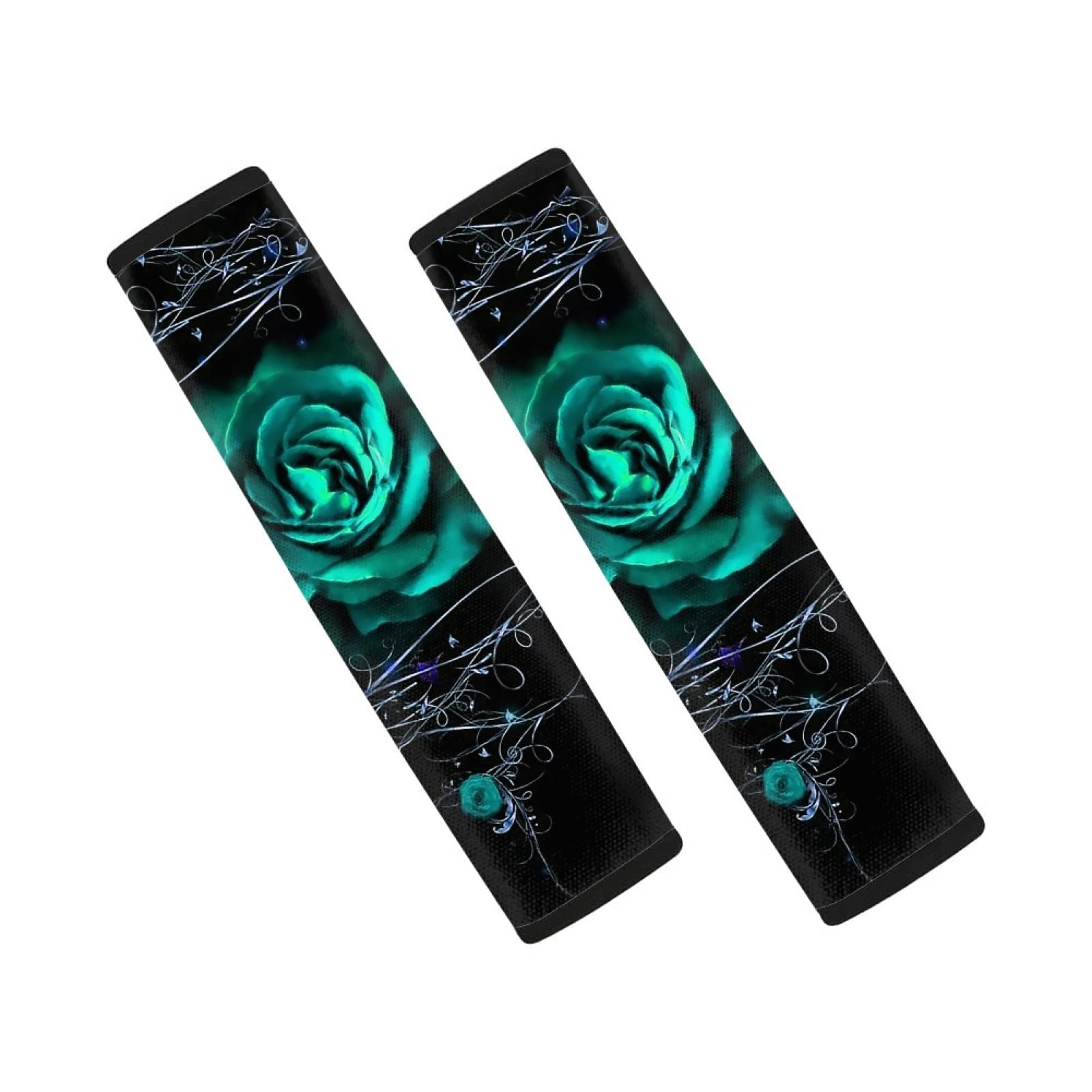 Howilath Green Rose Floral Car Seat Covers Full Set - 12pcs with Center Console & Steering Wheel Cover for Women & Men | Stylish Interior Upgrade for Sedans, SUVs & Trucks