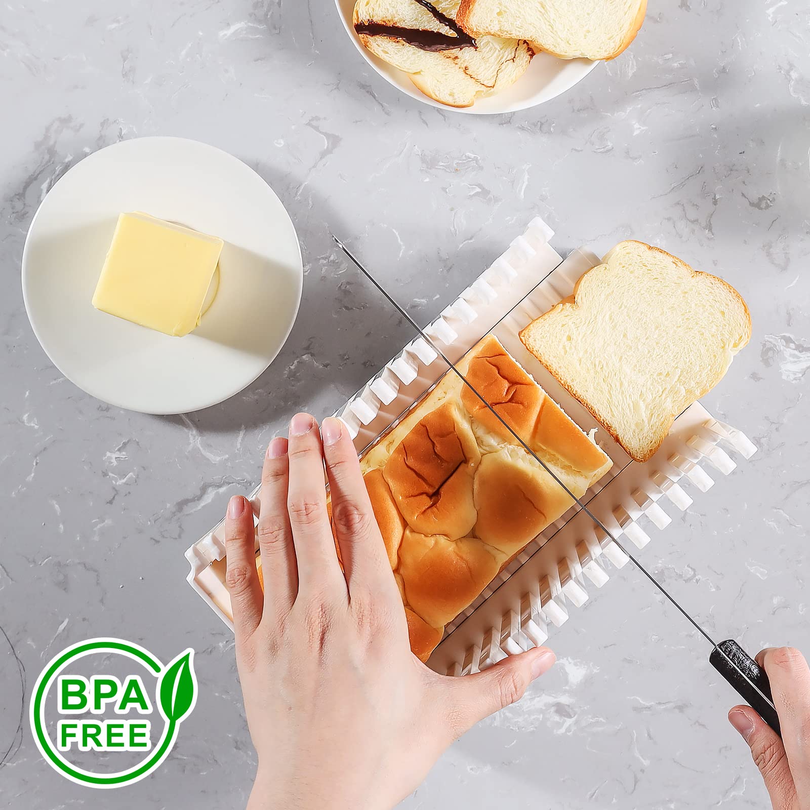 Stainless Steel Bread Slicer for Homemade Bread, Loaf & Bagels | Foldable & Compact Bread Cutting Guide | BPA-Free, Easy to Clean | Perfect for Kitchen, Camping & Picnics