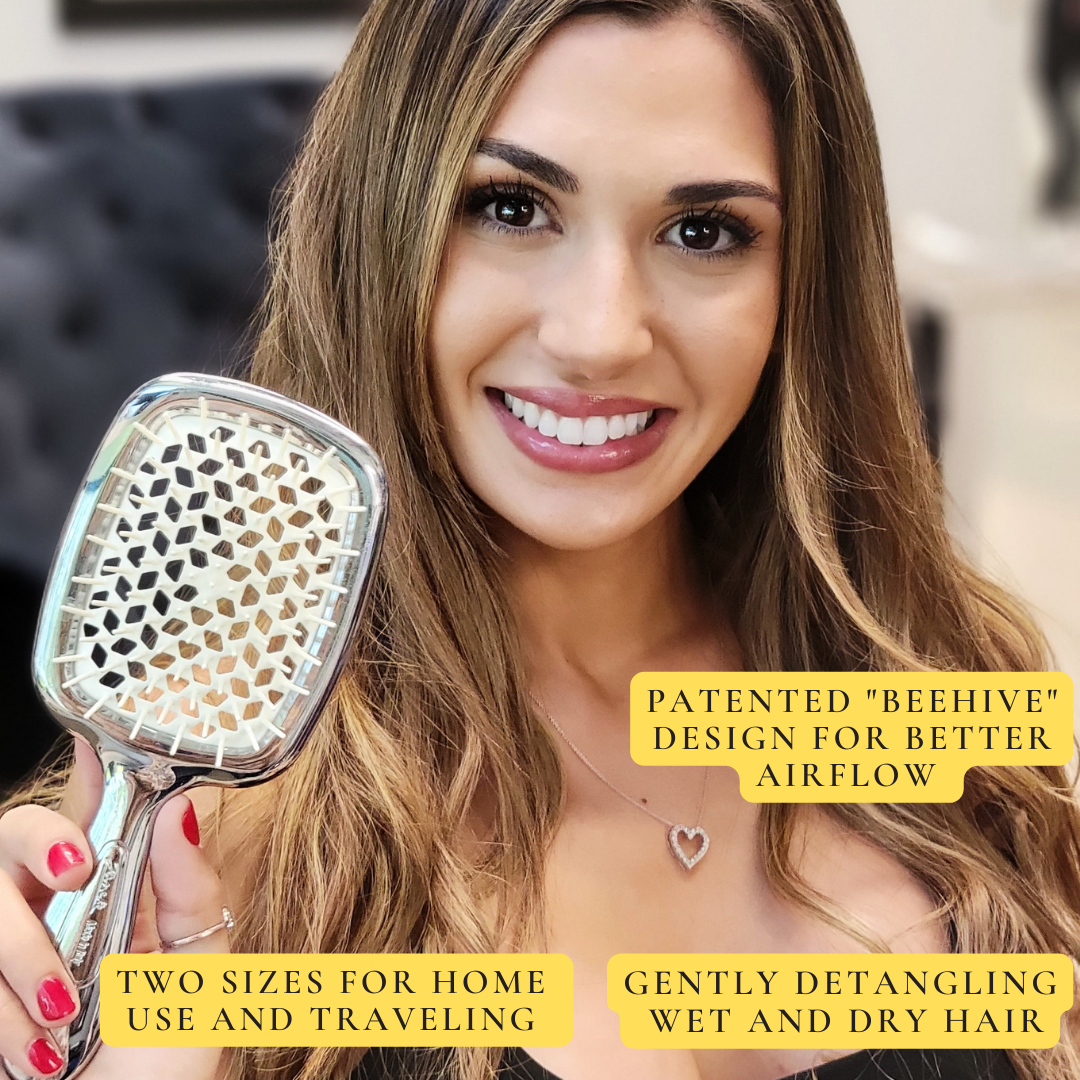 Janeke Chromium Superbrush Hairbrush for Blow Drying & Styling - Professional Salon Quality Round Brush for Smoothing & Volumizing Hair - Perfect for Home & Salon Use