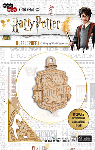 IncrediBuilds Emblematics: Harry Potter Hufflepuff House DIY Wooden Model Kit - Perfect for Fans, Collectors & Home Decor