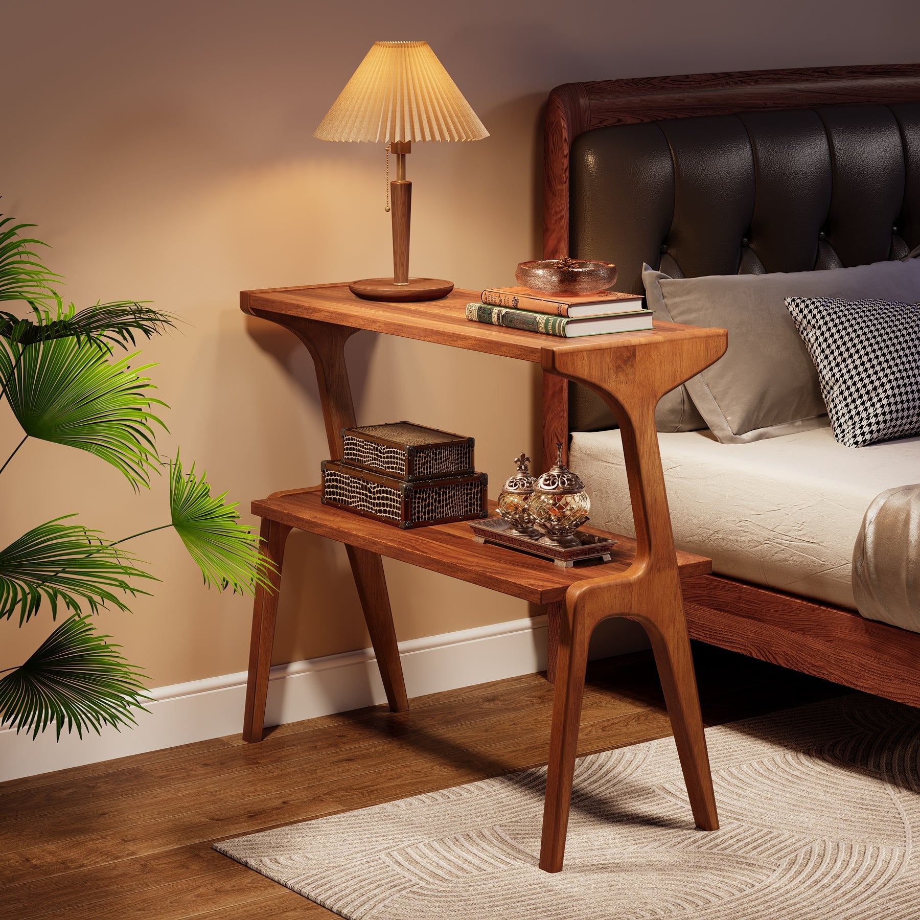 2 Tier End Table with Storage Shelf - Slim Sofa Side Table for Living Room, Bedroom, or Office - Modern & Space-Saving Design