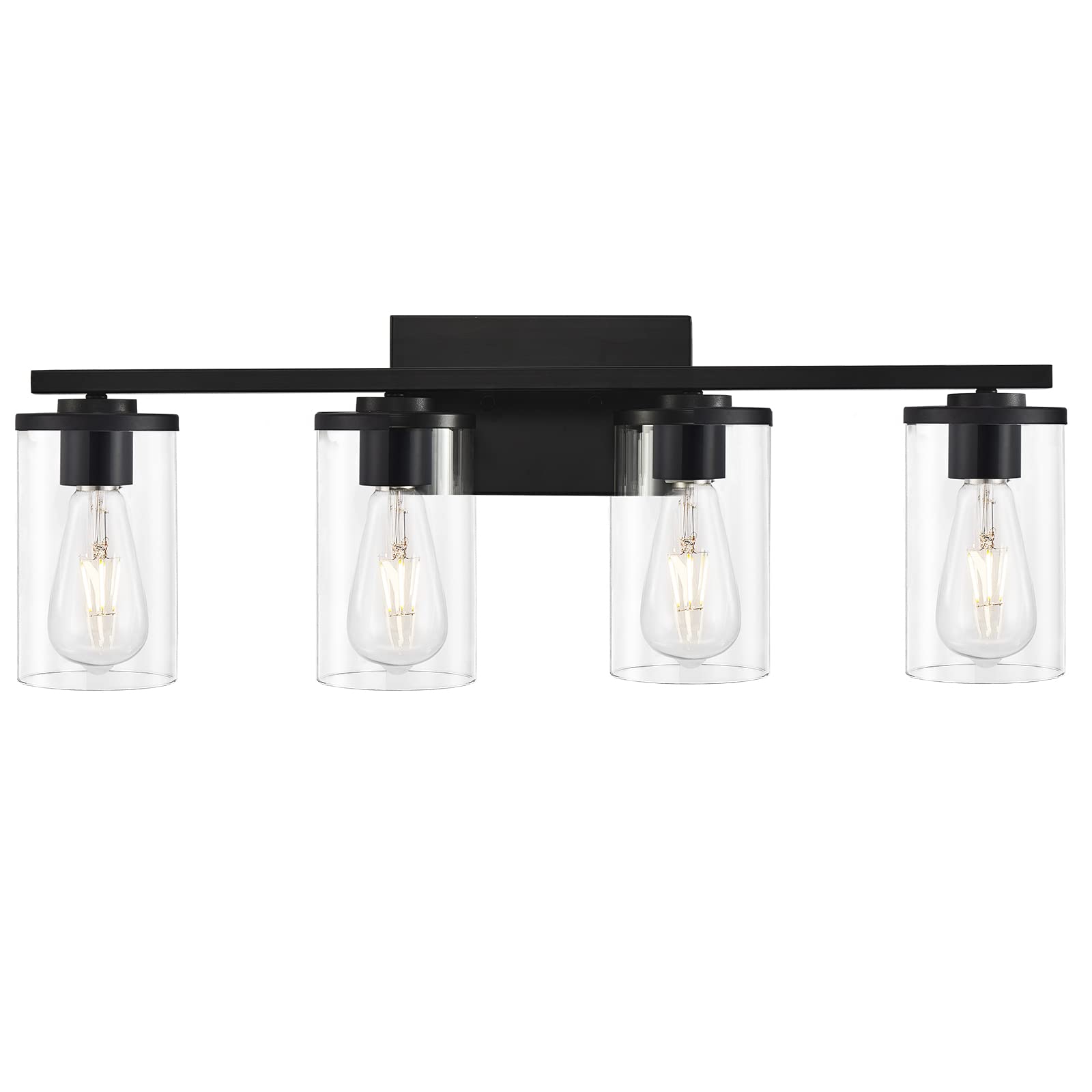 Industrial 4-Light Vanity Fixture - Matte Black Bathroom Lighting for Modern Homes