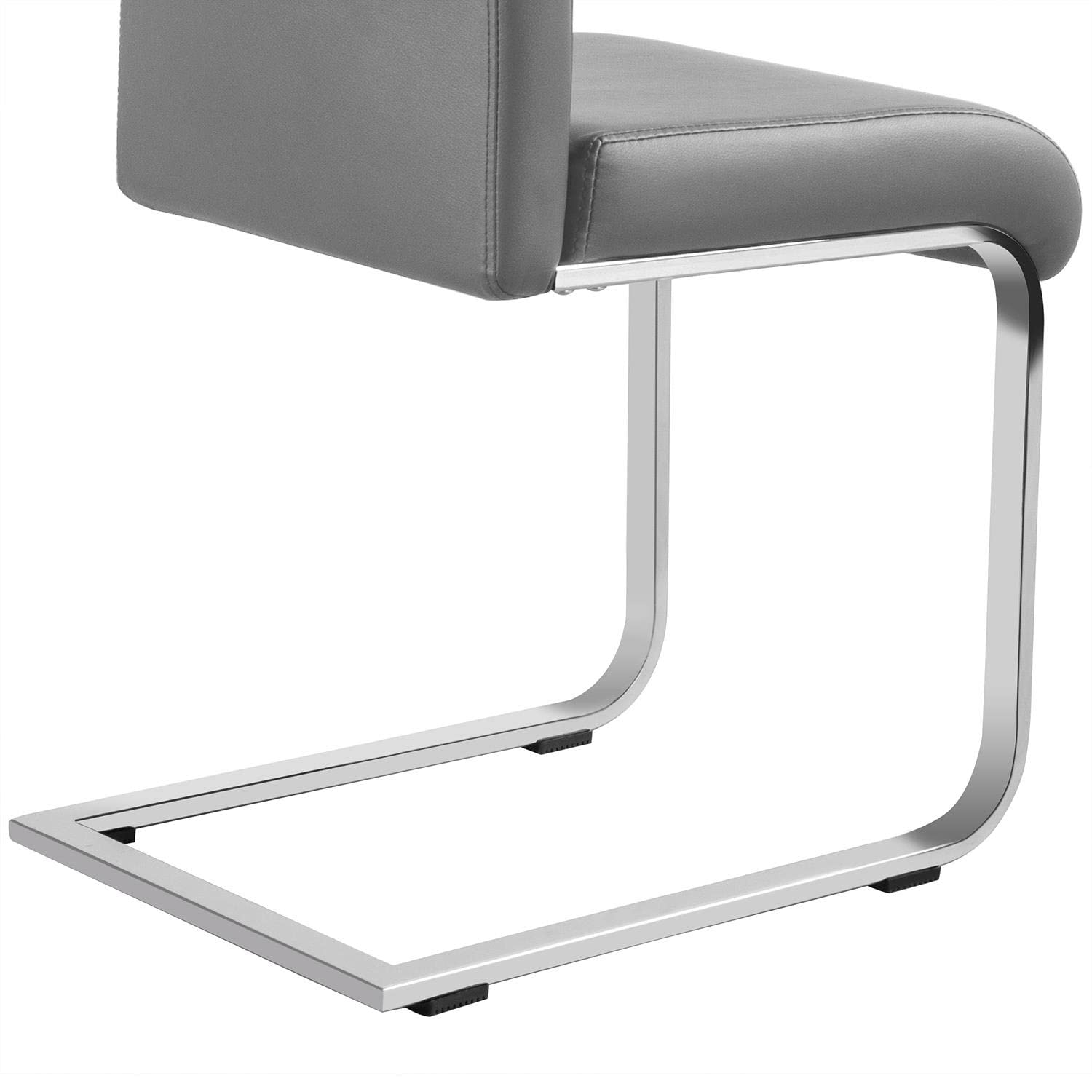 Yaheetech 4-Piece Light Gray Leather Dining Chairs - Armless Upholstered Side Chairs with Metal Legs & High Back for Kitchen, Dining Room, Living Room | Comfortable Seating for Family Meals, Entertaining Guests & Home Decor