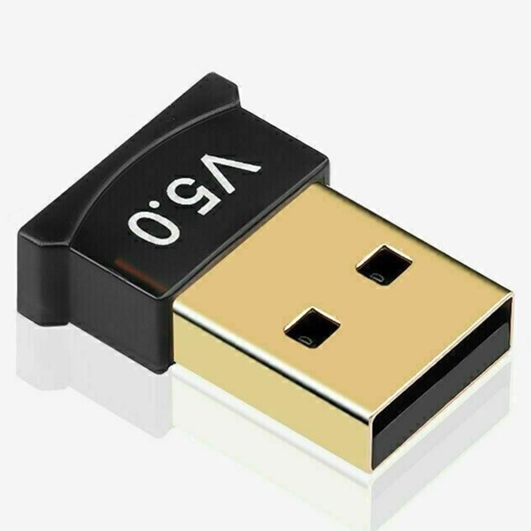Hi-Speed Bluetooth 5.0 USB Adapter for PC & Laptop - Wireless Dongle Compatible with Headphones, Speakers, Keyboard, Mouse & Printer (Windows 10/8.1/8/7) - Perfect for Home Office, Gaming & Streaming