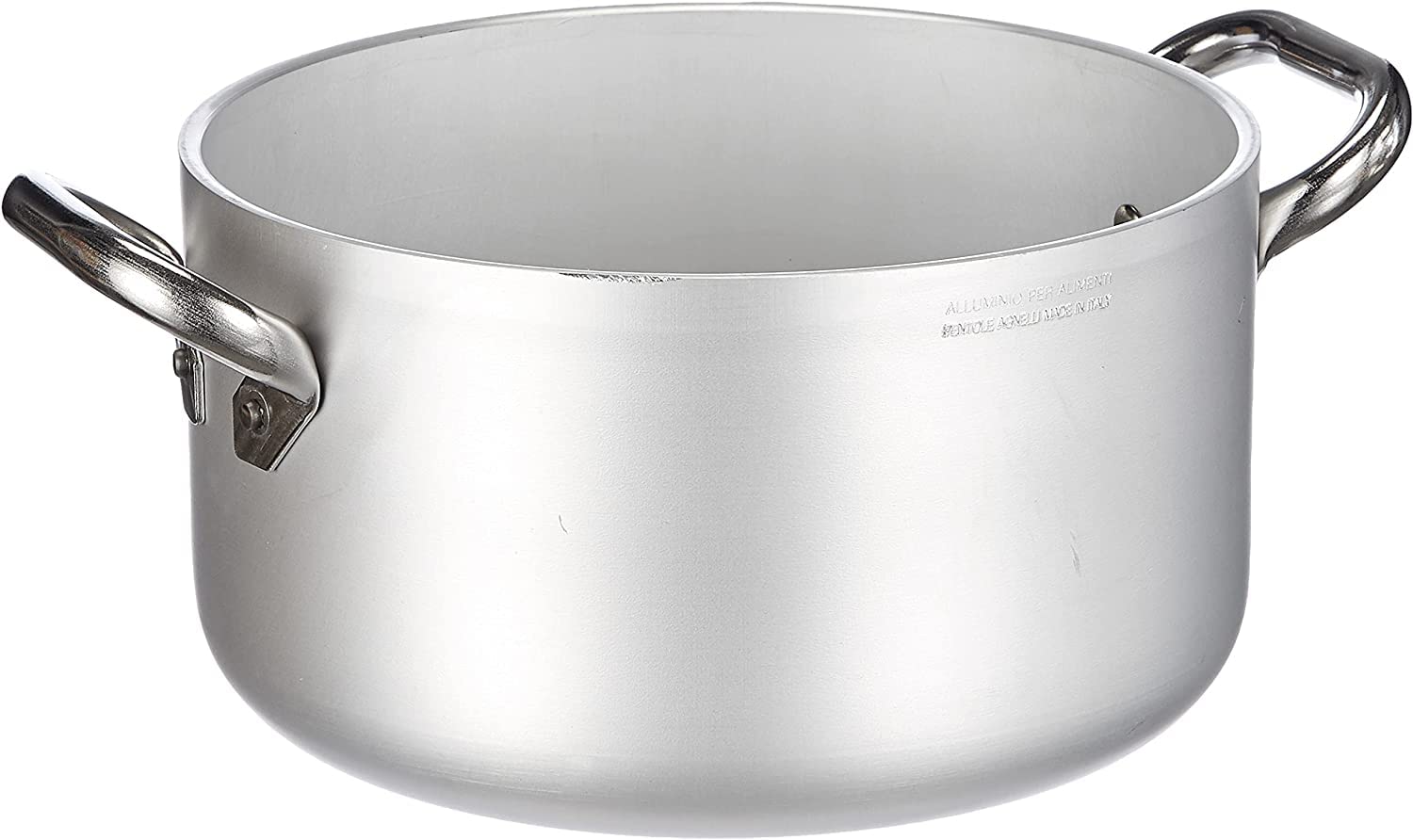 Pentole Agnelli Professional 37L Aluminum Deep Radiant Sauce Pot with 2 Steel Handles - Ideal for Restaurant Cooking, Catering & Large Batch Meal Prep