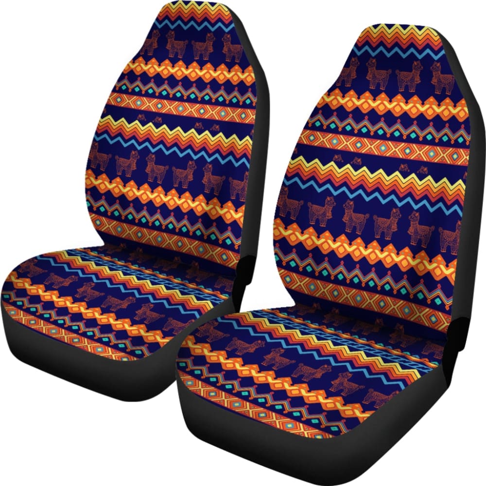 Aztec Llama Pattern Print Car Seat Covers - Waterproof & Non-Slip Universal Fit for Cars, Trucks & SUVs - Perfect for Road Trips, Daily Commutes & Pet Protection