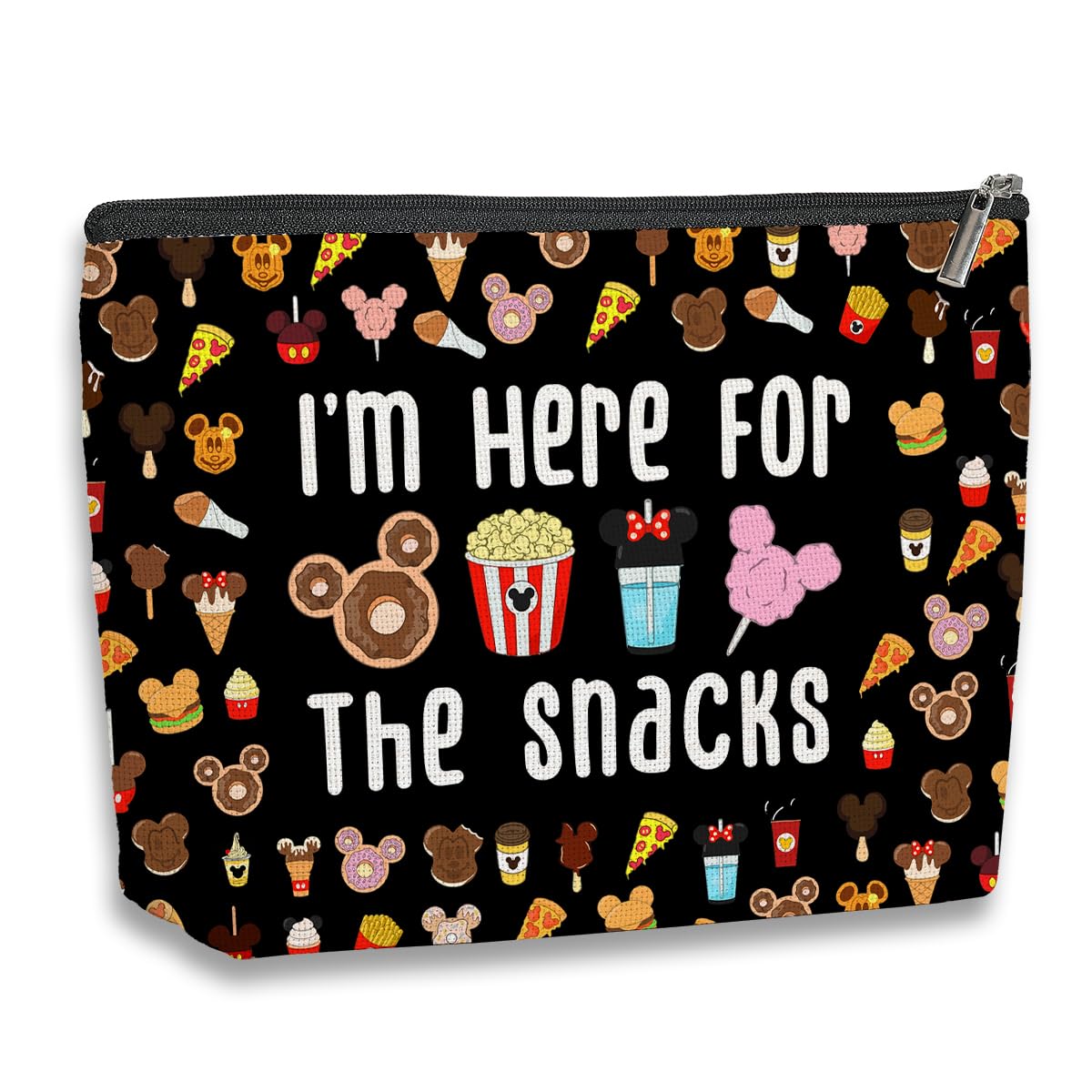Magic Kingdom Lover Gift - Halloween Snacks Cosmetic Bag for Travel, Cute Toiletry Pouch for Girls & Teens - Makeup Organizer Zipper Pouch (Black) - Perfect for School, Parties & Vacation Essentials
