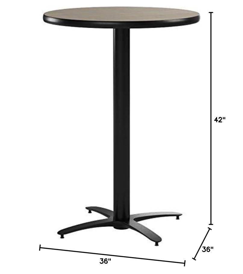 KFI Seating 36-Inch Round Bar Height Pedestal Table with Arched X Base - Commercial Grade Natural Laminate Top | Made in USA | Perfect for Restaurants, Bars & Outdoor Dining Areas