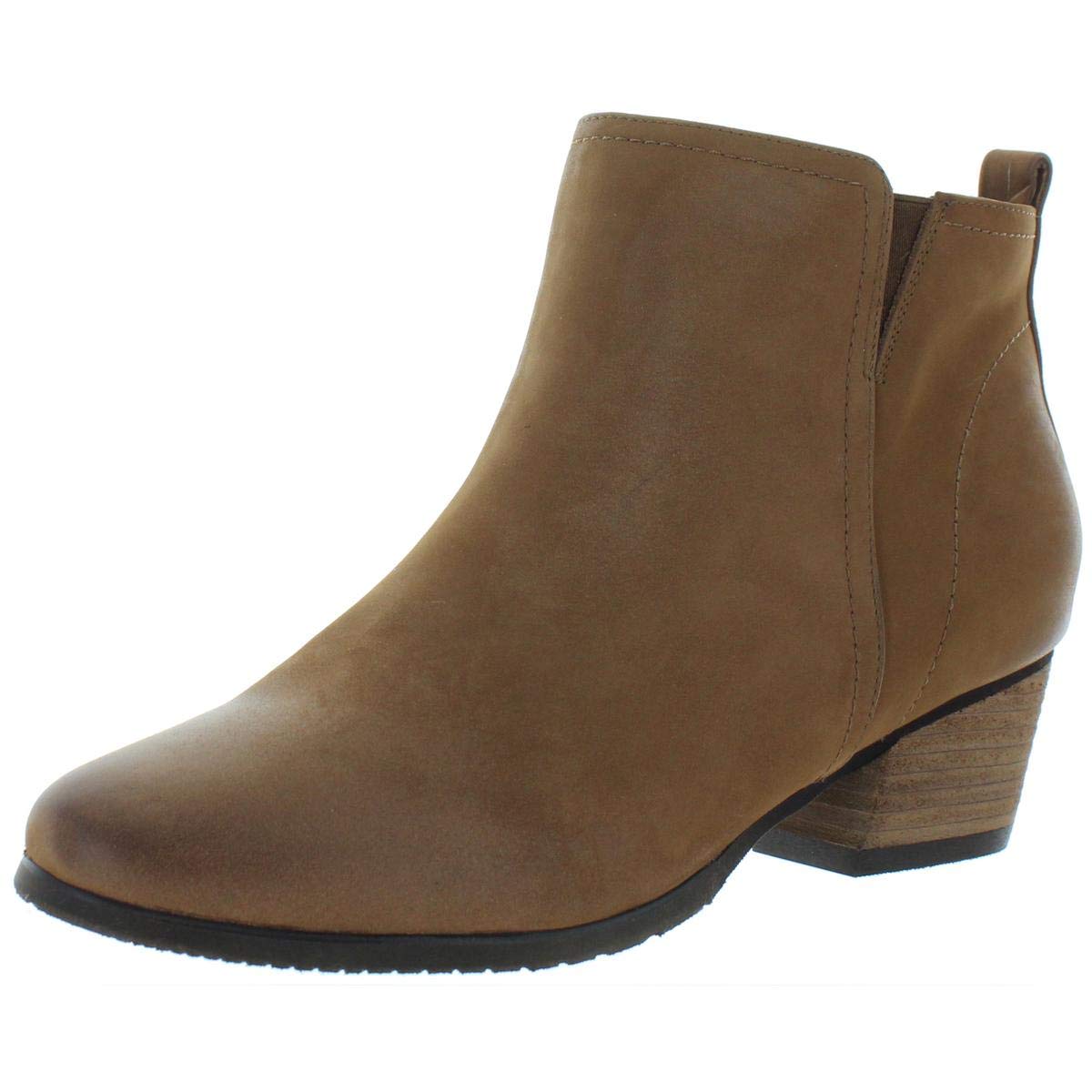 Women's Isla Closed Toe Ankle Boots - Cognac Nubuck Leather - Size 8.5 - Stylish & Comfortable for Fall/Winter Fashion, Office Wear & Casual Outings