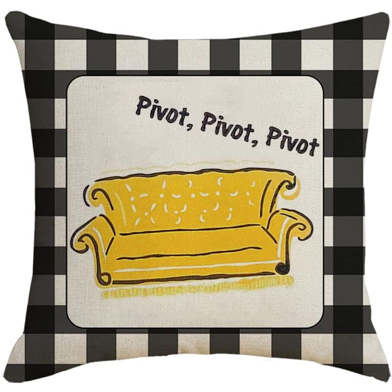 Set of 4 Friends TV Show Plaid Throw Pillow Covers - Farmhouse Decor for Couch, Sofa & Living Room | Officially Licensed Merchandise | Perfect for TV Fans & Home Decor