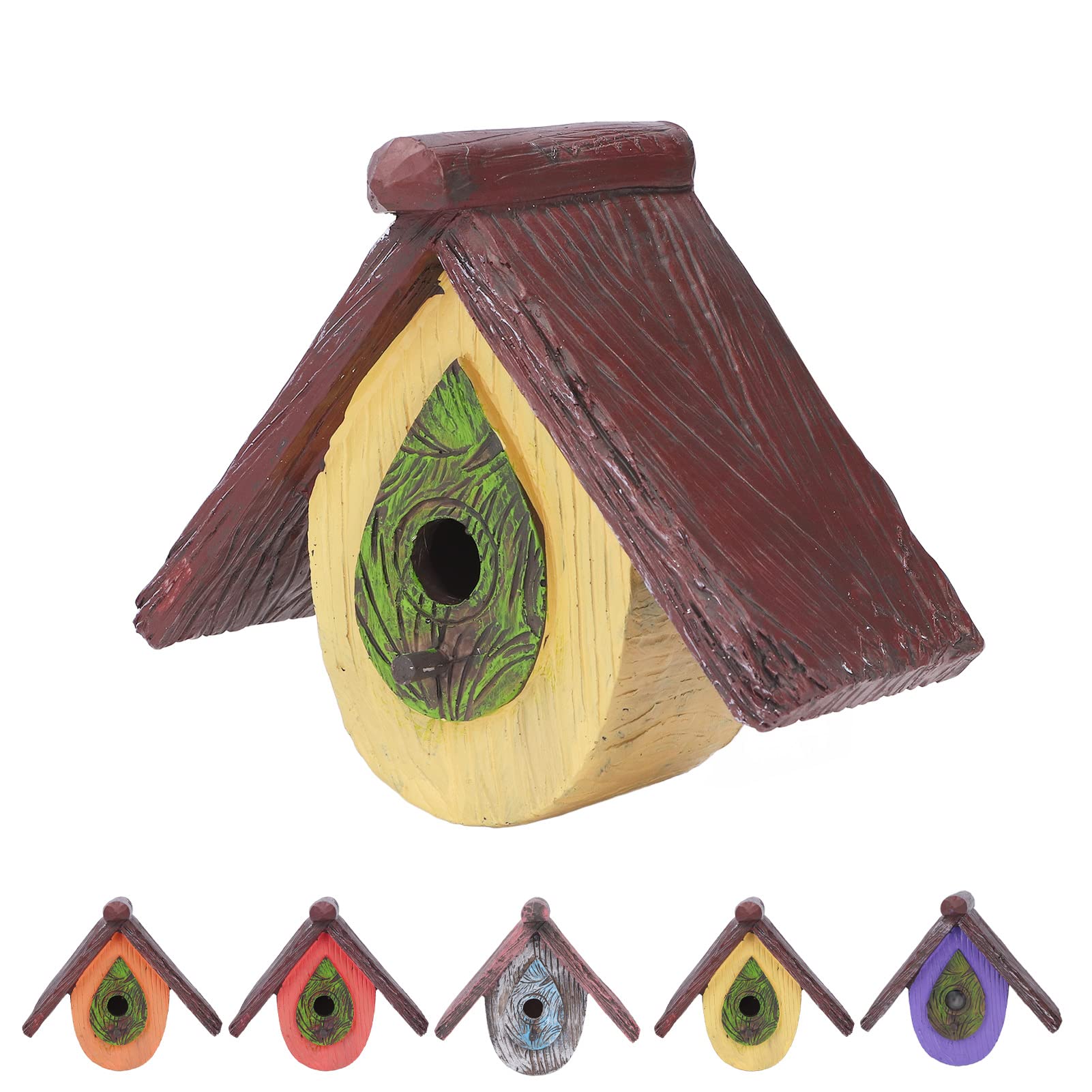 Handmade Resin Hummingbird House - Decorative Yellow Bird Nest for Indoor & Outdoor Garden, Patio, Yard, Tree Decor - Attracts Hummingbirds & Enhances Nature-Themed Spaces