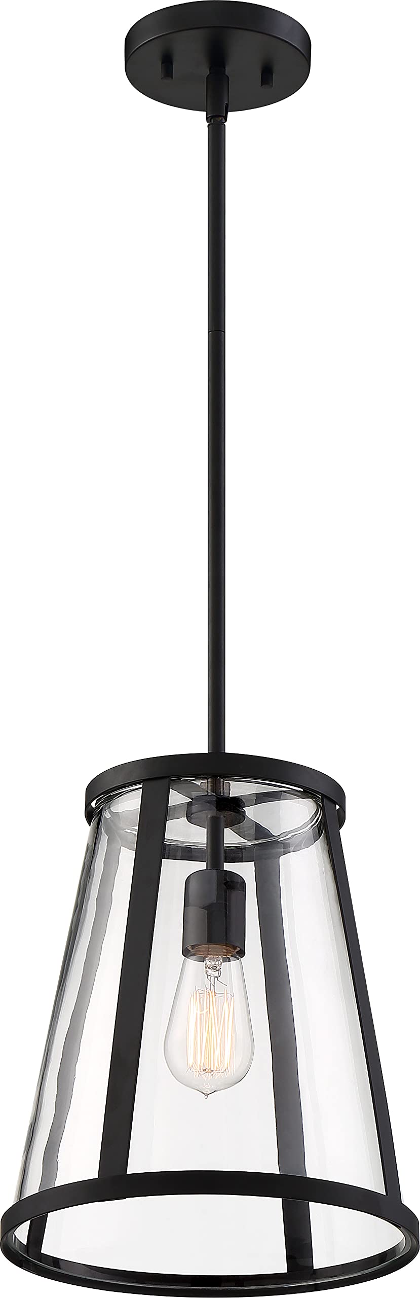 NUVO 60/6699 Bruge 1-Light Matte Black Pendant Light with Clear Glass Shade - 100W 120V - Perfect for Kitchen Island, Dining Room, or Entryway Lighting