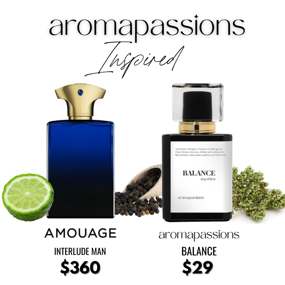 BALANCE Inspired by Amouage INTERLUDE MAN | Long-Lasting Men's Pheromone Perfume | Extrait De Parfum | Essential Oil Fragrance Dupe (30ml/1oz) - Perfect for Date Nights, Special Occasions & Daily Confidence Boost