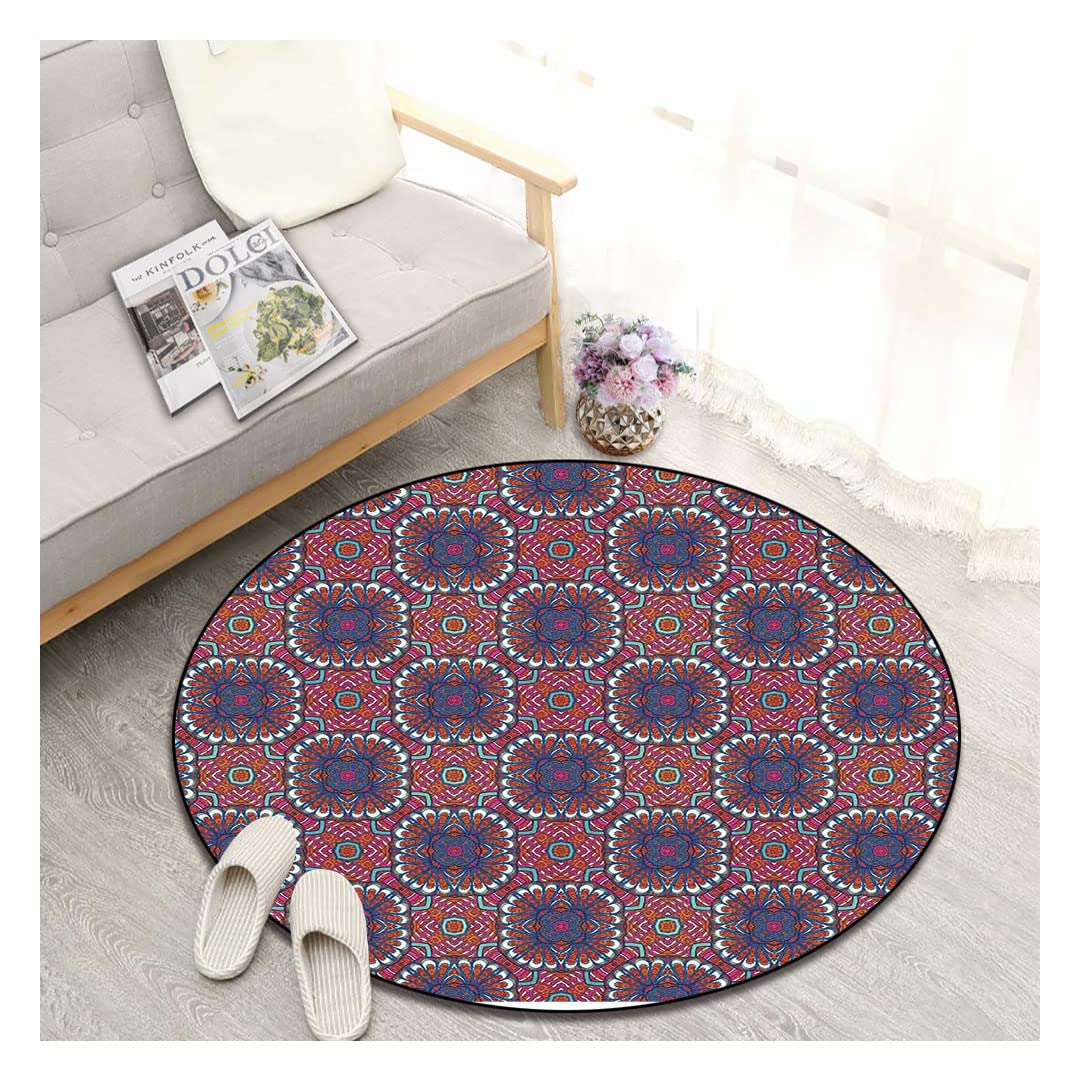 Non-Slip Round Printed Area Rug - 79