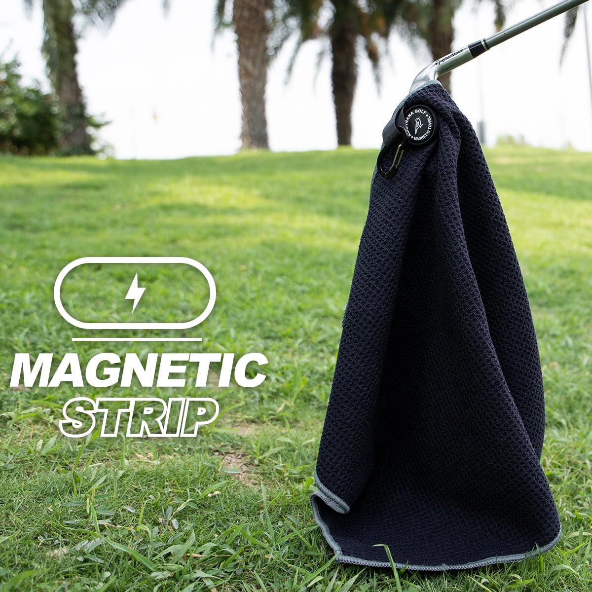 **Premium Magnetic Golf Towel - Microfiber Waffle Design with Clip & Industrial Strength Magnet for Golf Bags, Carts & Clubs | Durable, Absorbent & Secure for Golfing, Practice & Outdoor Sports**