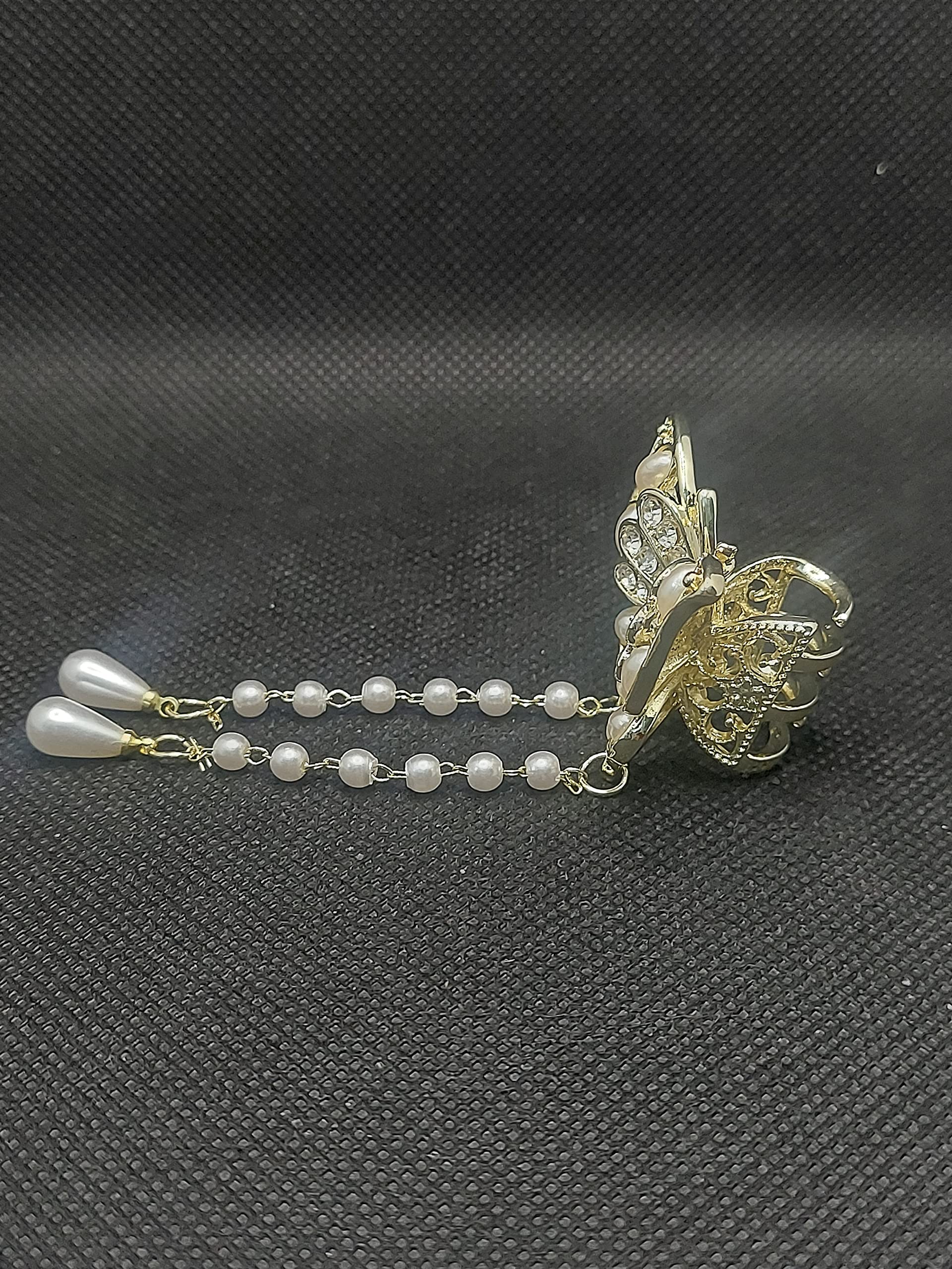 Butterfly Hair Claw Clip with Pearl Tassel - Small Hair Clutch for Women | Elegant Hair Accessories for Parties, Weddings & Everyday Style