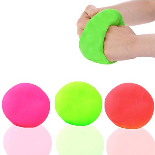 Stress Relief Balls for Kids & Adults - 24 Pack Squishy Stretch Toys in Green, Orange & Pink | Squeezable, Moldable & Bouncy Sensory Fidget Toys for Anxiety Relief, Office Stress & Classroom Focus