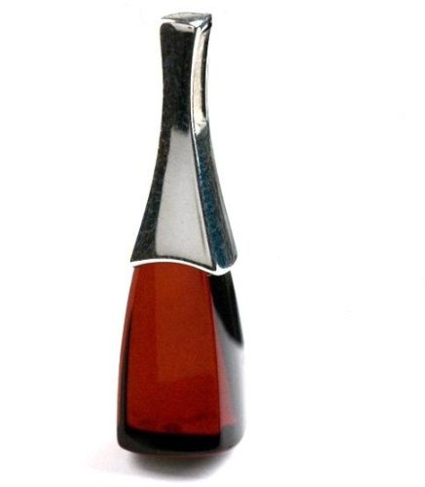 Ian and Valeri Co. Black Cherry Amber Sterling Silver Rectangular Pendant Necklace - Elegant Jewelry Gift for Women, Perfect for Parties, Weddings & Special Occasions