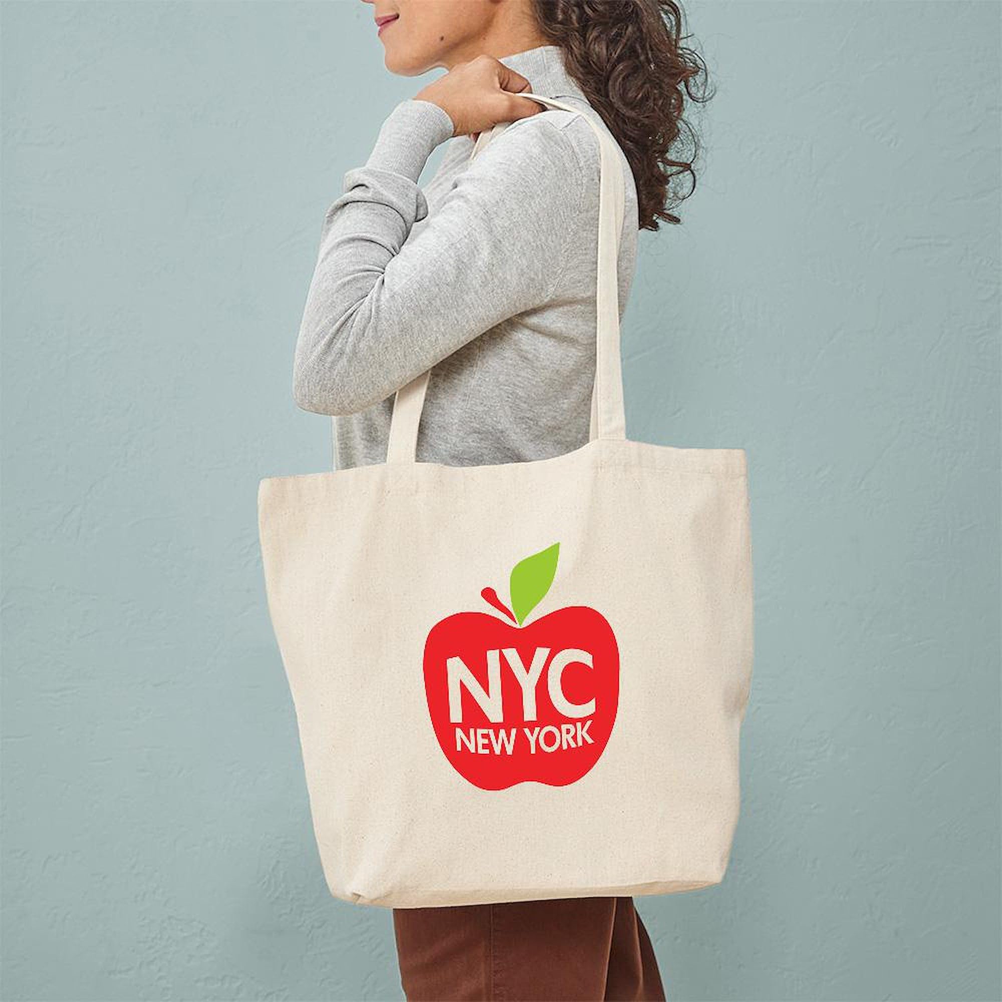 Big Apple Green NYC Tote Bag - Natural Canvas Reusable Shopping Bag for Groceries, Beach & Work | Eco-Friendly New York City Souvenir Gift