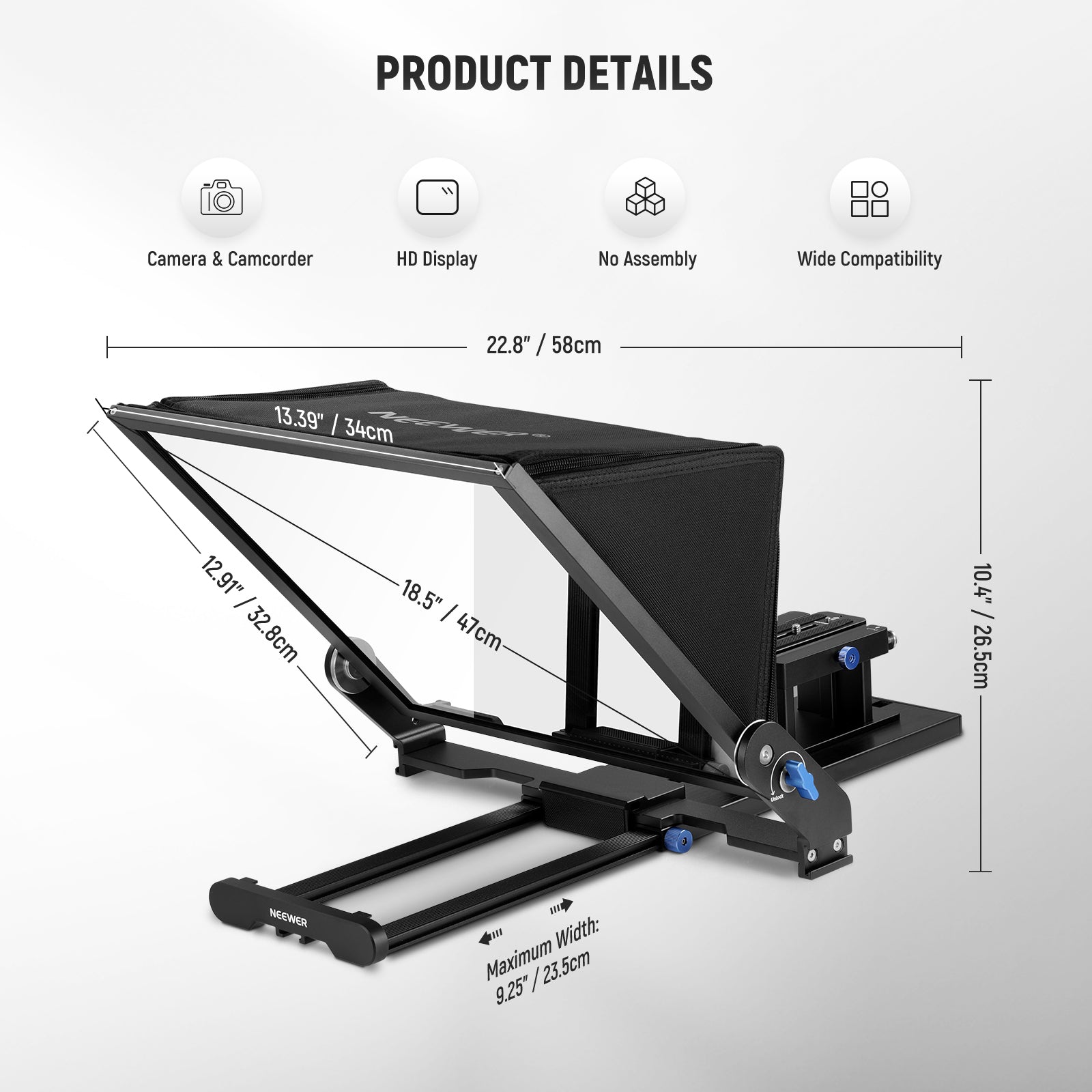 NEEWER X17 II Professional Remote Teleprompter for Video Recording & Live Streaming - Perfect for YouTube, TikTok, and Online Presentations