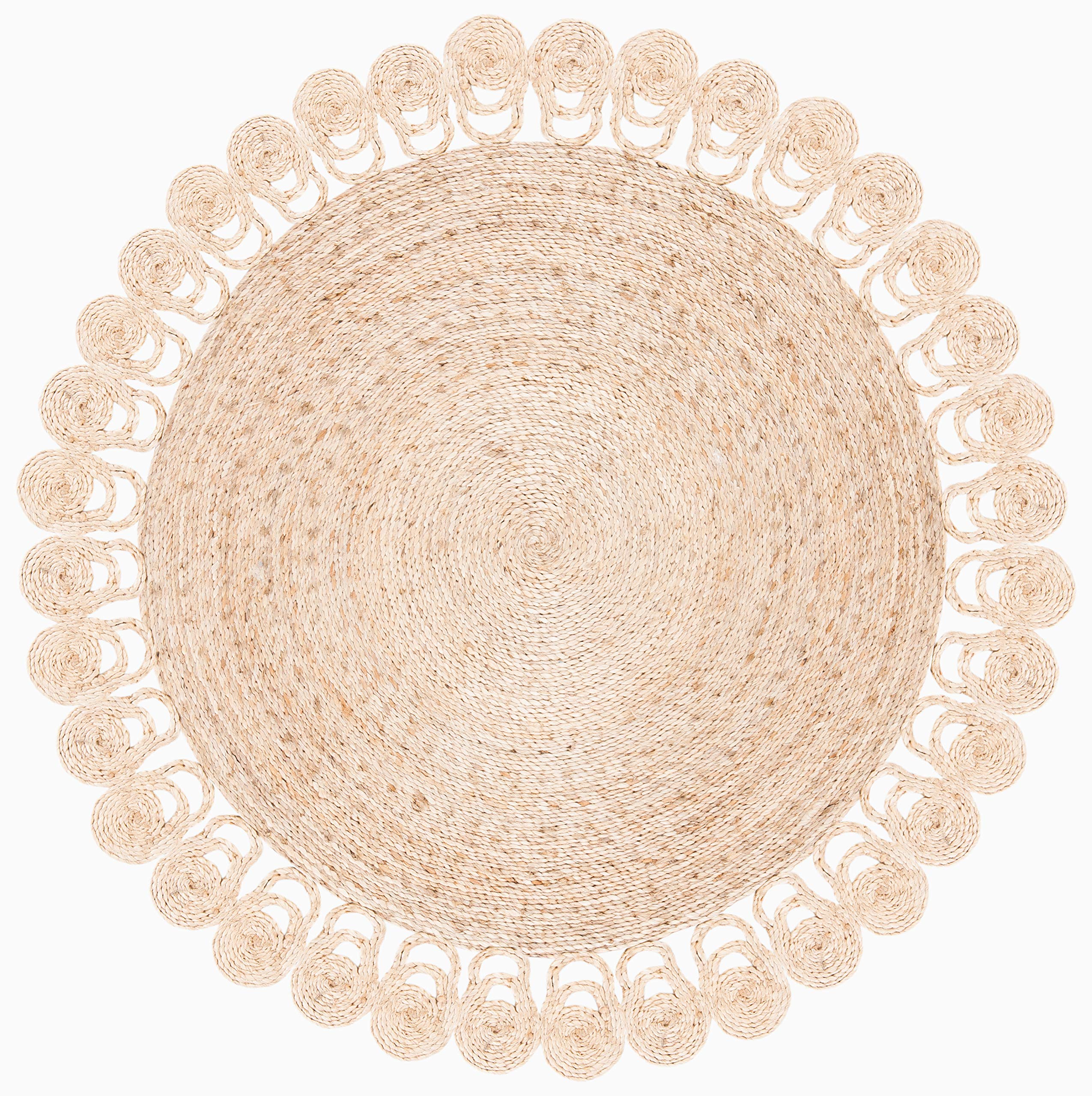 SAFAVIEH Handmade Natural Jute Area Rug - 7' Round Boho Farmhouse Rug, Eco-Friendly & Durable for High Traffic Areas, Perfect for Living Room, Bedroom & Home Decor (NF163A) | Adds Rustic Charm to Modern & Coastal Interiors