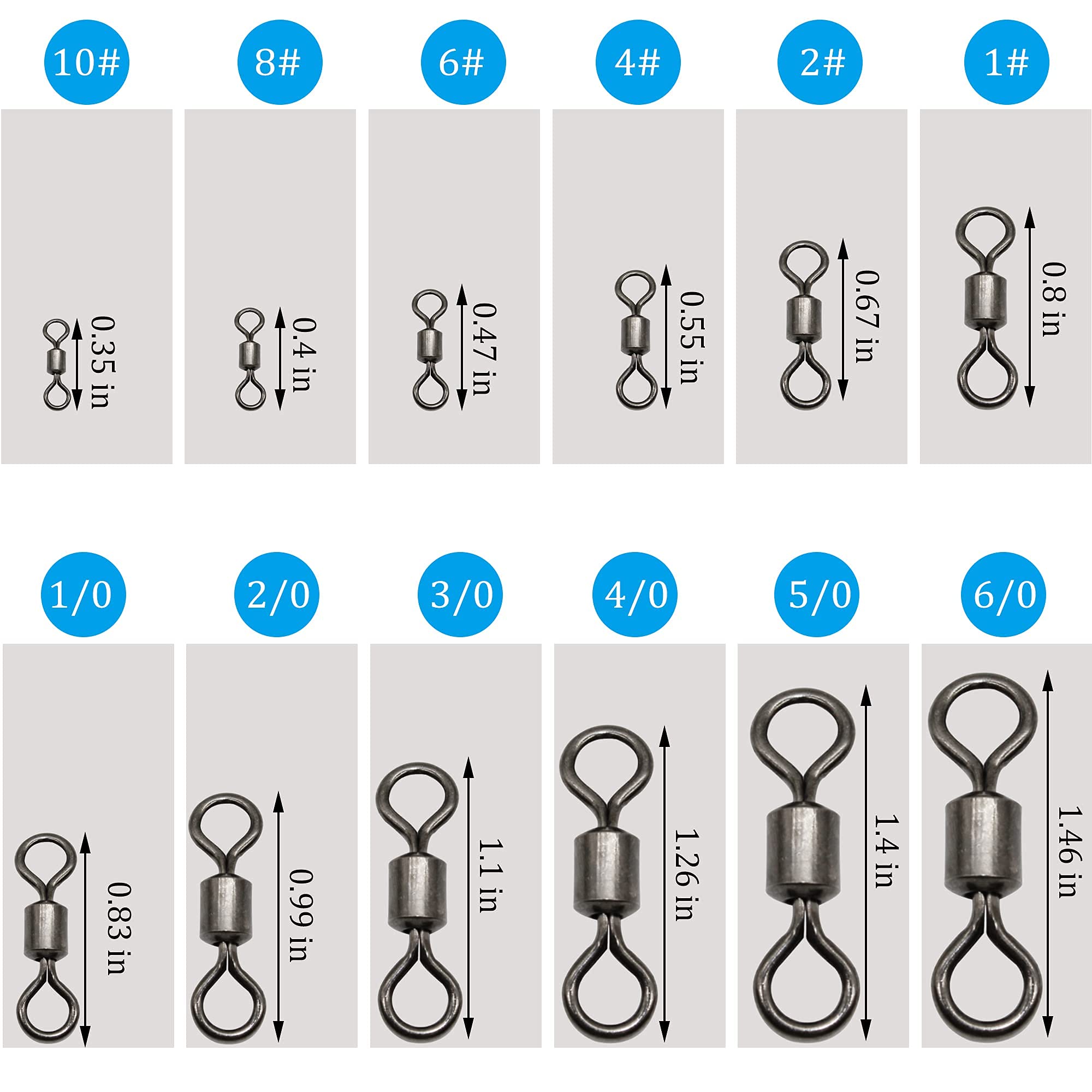 Premium Stainless Steel Black Nickel Fishing Barrel Swivels - 60/120pcs Rolling Swivels Fishing Line Connectors for Saltwater & Freshwater (29-335 lbs) - Ideal for Bass, Trout & Deep Sea Fishing Tackle