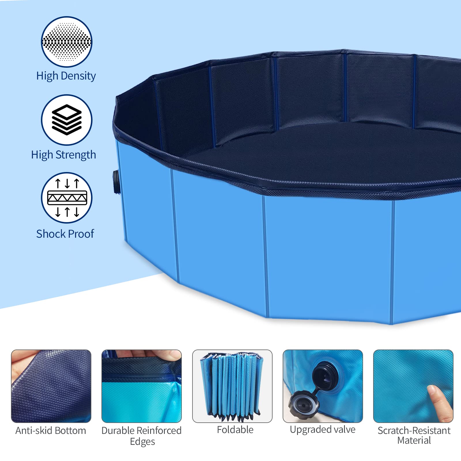 Foldable Dog Pool for Large Dogs - XXL 63