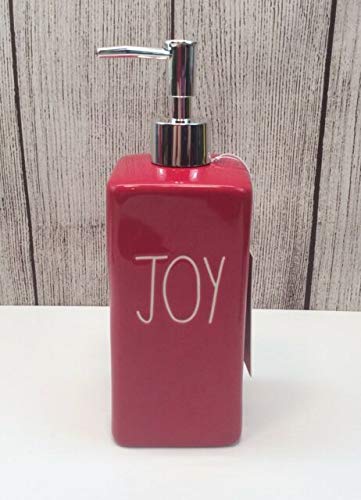 Rae Dunn Joy Ceramic Soap Dispenser and Lotion Pump - Farmhouse Bathroom Decor for Sink Countertop, Kitchen, and Guest Bathroom Accessories