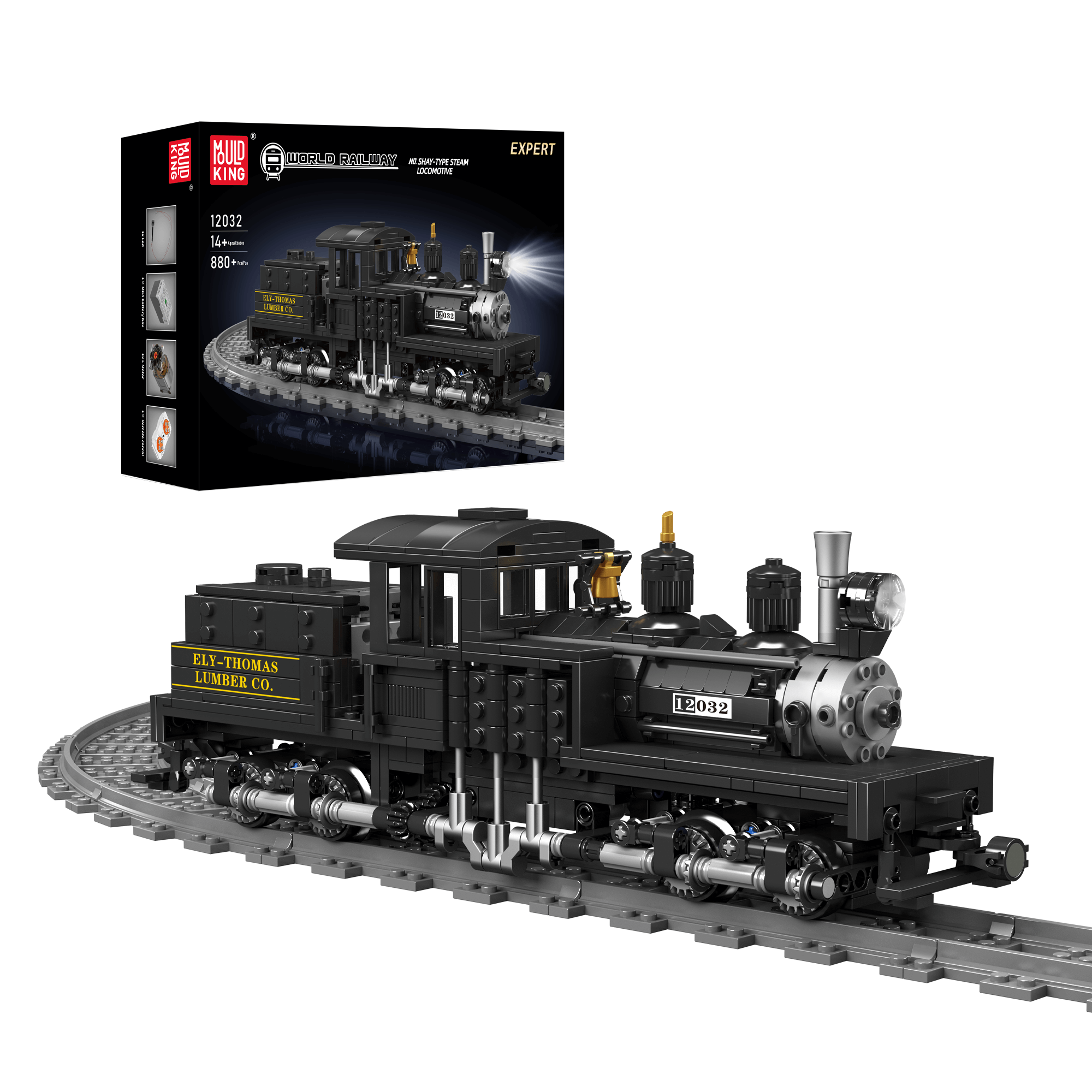 Mould King 12032 Shay Type Steam Locomotive Building Set - 880 Piece Model Train Kit for Adults & Kids | Perfect for Collectors, DIY Projects & Home Decor