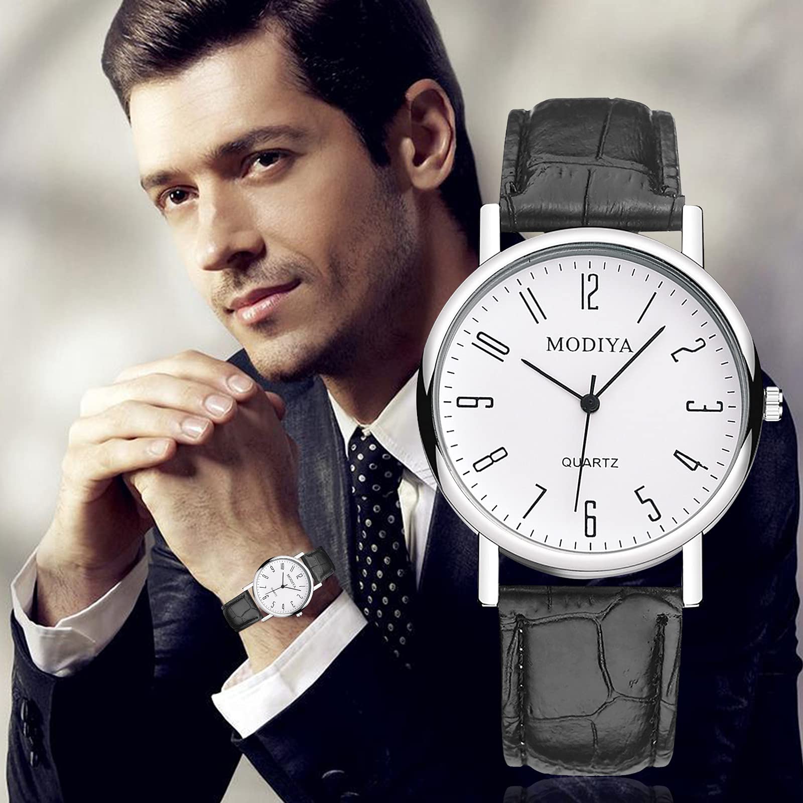 Classic Roman Numerals Leather Strap Men's Watch - Stylish Analog Dial, Trendy Gift for Him - Perfect for Business, Casual & Formal Occasions
