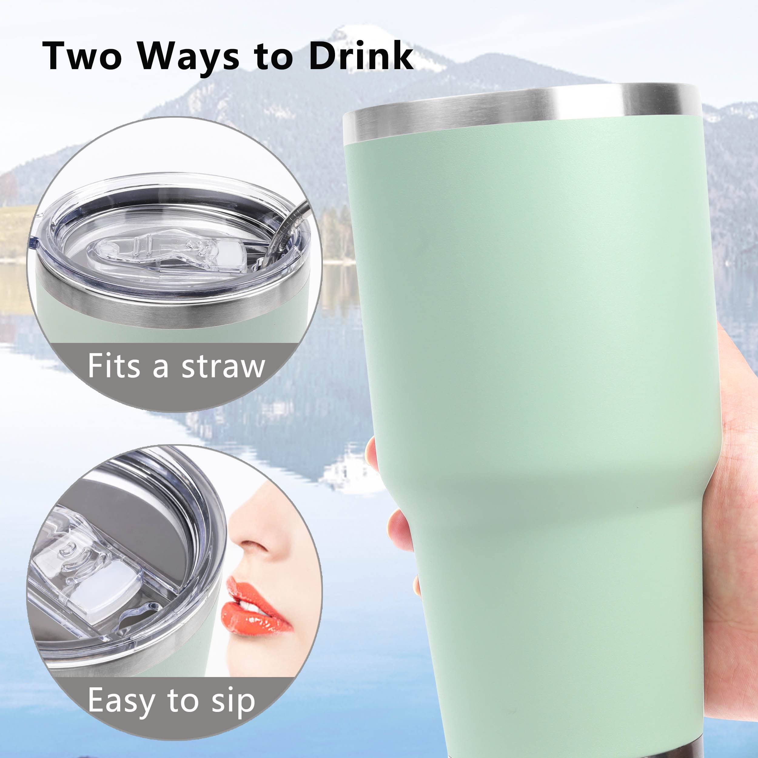 Toopify 30 oz Stainless Steel Insulated Tumbler with Straw Slider Lid - Double Wall Vacuum Travel Mug for Hot & Cold Drinks - Includes Cleaning Brush - Perfect for Office, Gym, Hiking & Road Trips