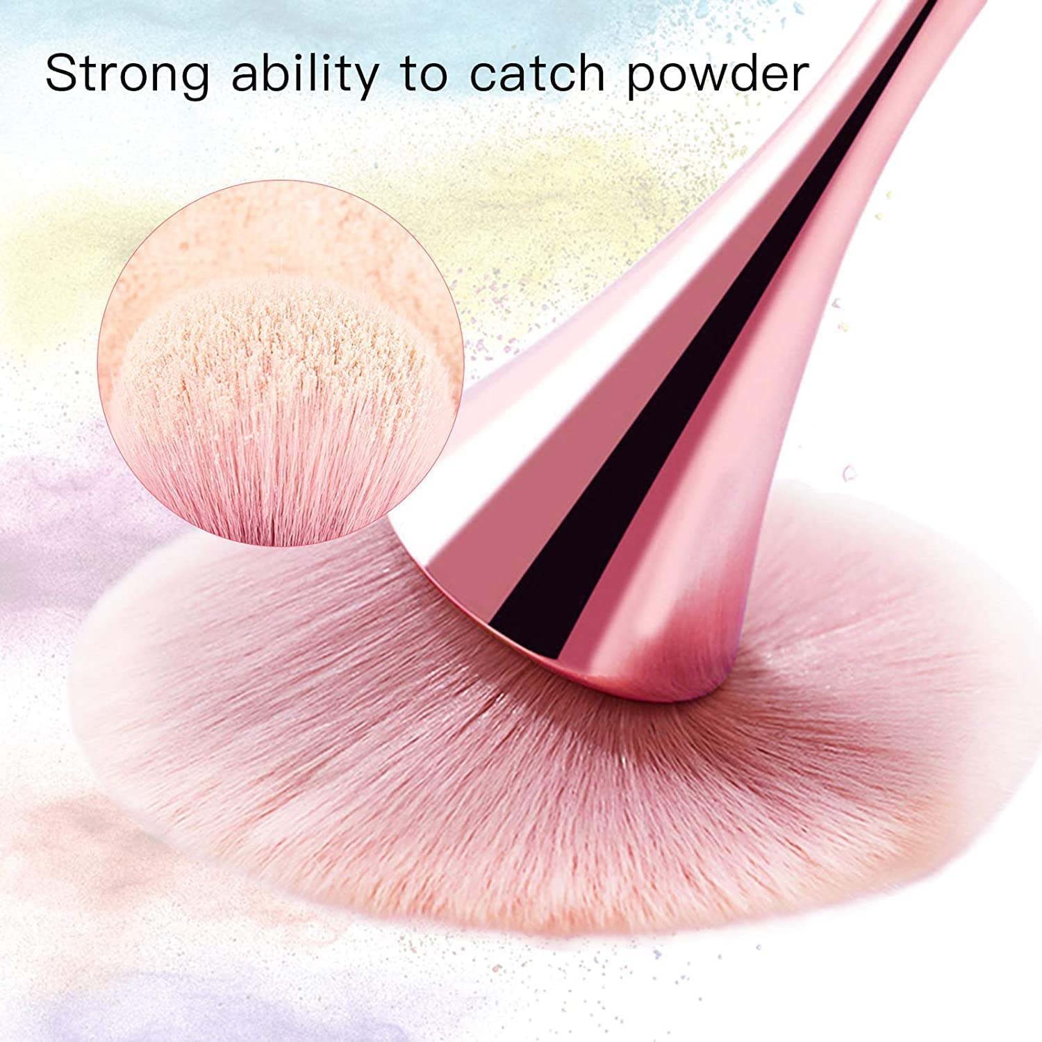 KIRA Super Large Mineral Powder Brush - Soft Fluffy Kabuki Makeup Brush for Foundation, Blush & Professional Makeup | Multicolor (1 Piece) | Perfect for Daily Makeup & On-the-Go Touchups