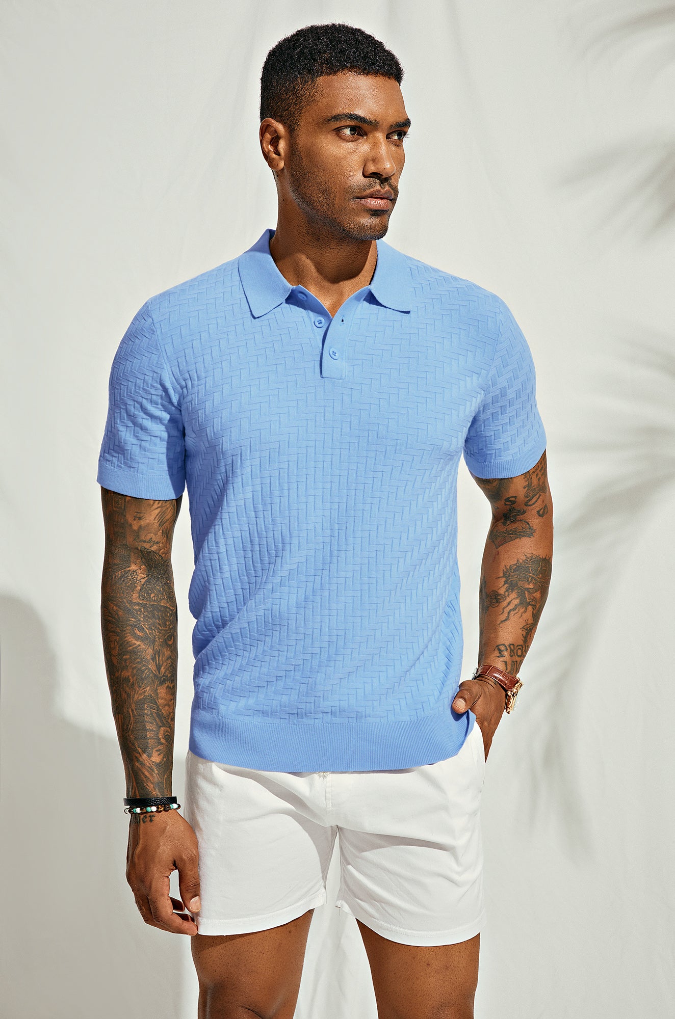 Vintage Men's Polo Shirts - Casual Knit Texture Golf Shirt for Men - Perfect for Golf, Office & Casual Wear