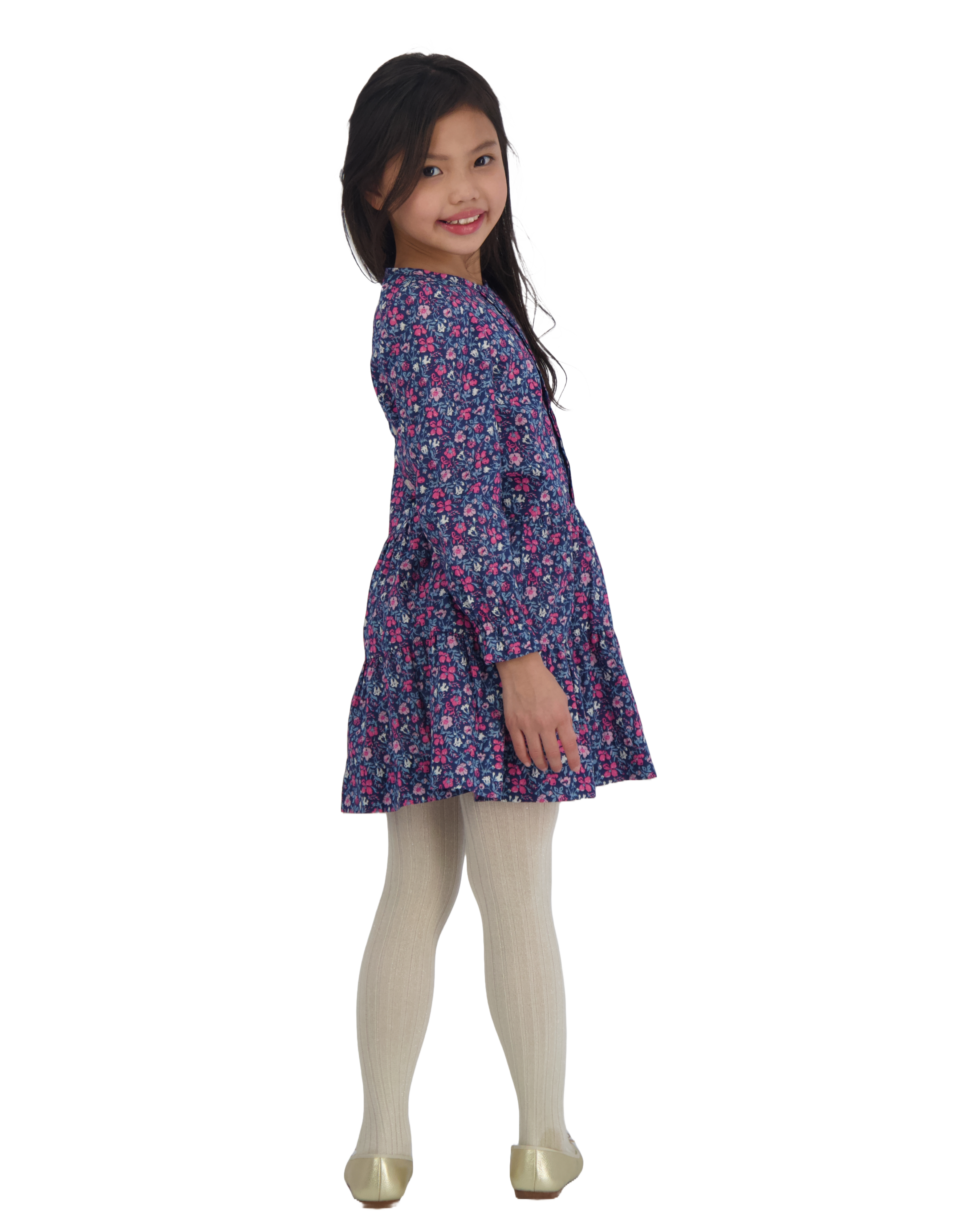 Poppy Girls Drop Waist Dress - Ditsy Pink Navy Floral Print Summer Dress for Women | Perfect for Weddings, Parties & Casual Outings