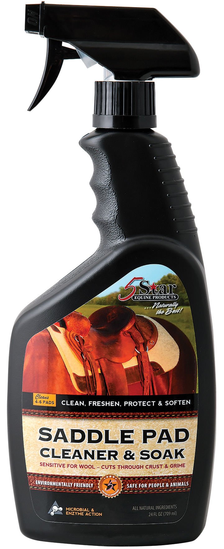 5 Star Saddle Pad Cleaner & Soak - Professional Horse Riding Equipment Cleaner for Leather & Fabric - Perfect for Equestrian Gear Maintenance & Stable Care