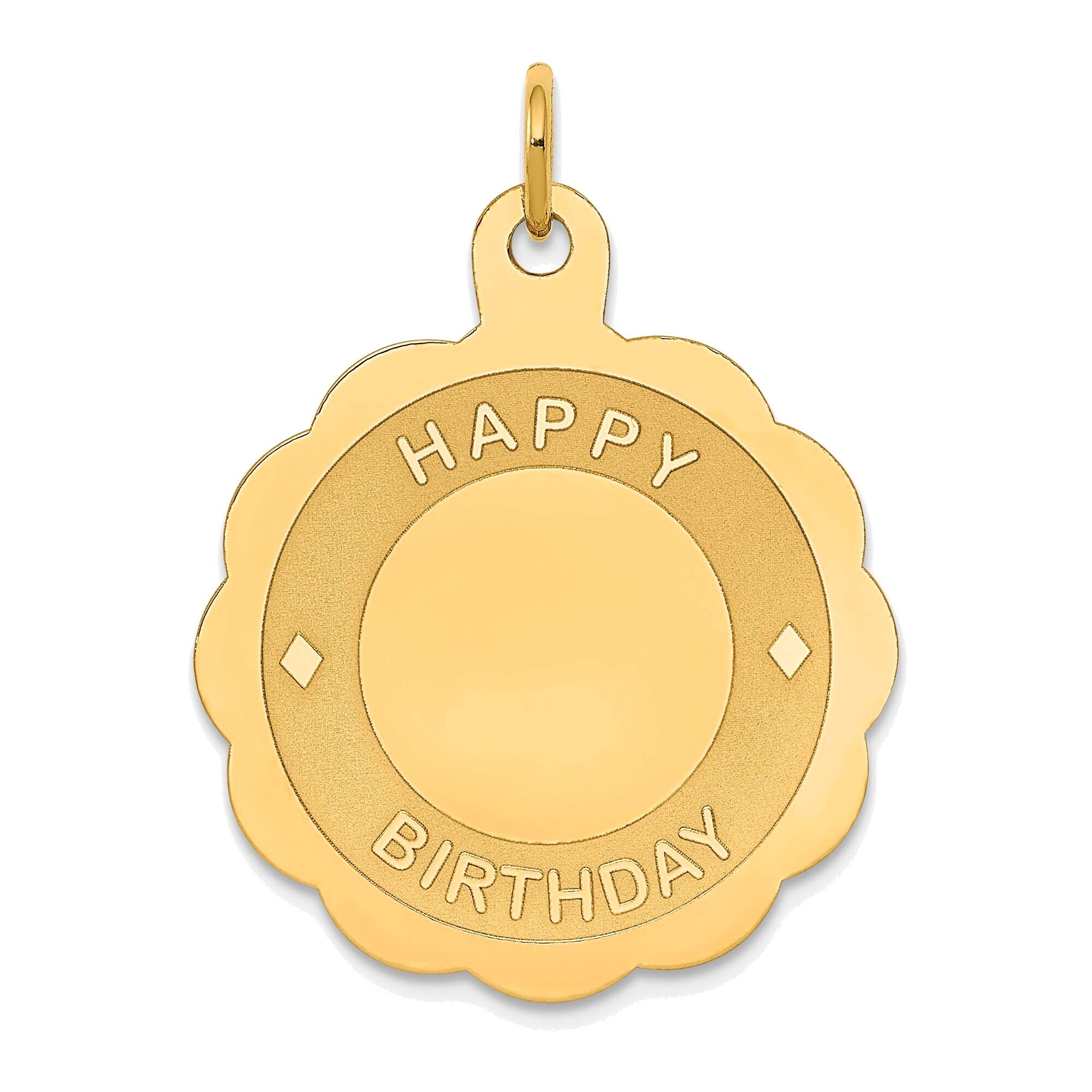 14K Yellow Gold Happy Birthday Disc Pendant Necklace - Elegant Personalized Jewelry Gift for Women, Birthday Celebration, Anniversary & Special Occasions