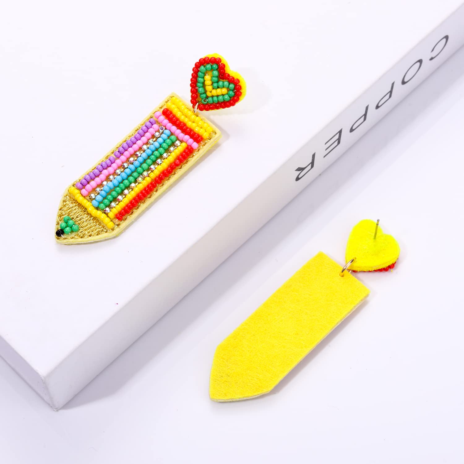 Beaded Apple ABC Pencil Earrings - Teacher Appreciation Gift for School