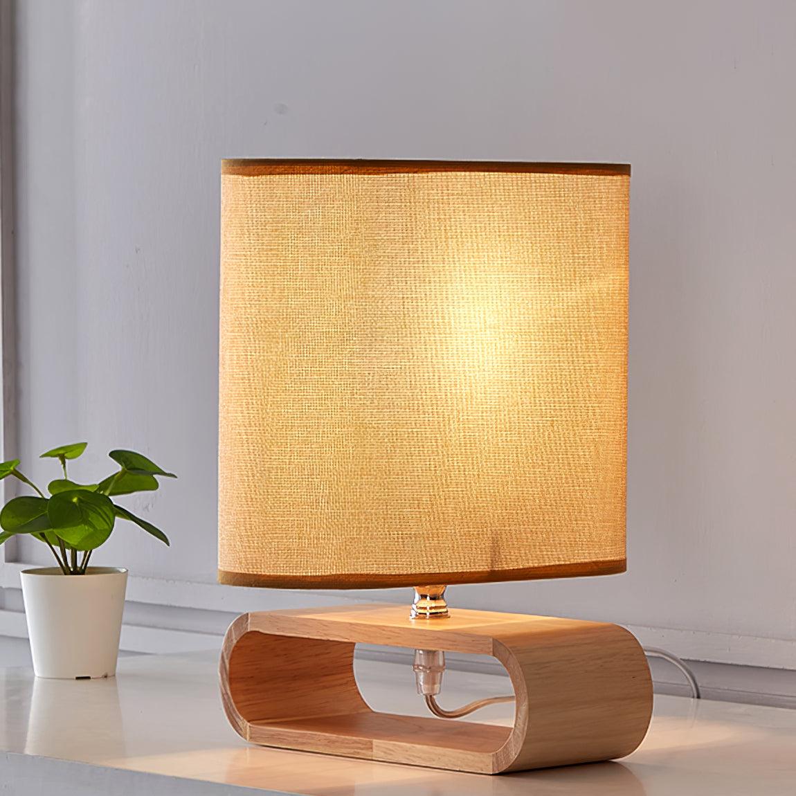 Stylish Modern Wooden Table Lamp - Warm White LED Light for Bedroom, Living Room & Office Decor - Handcrafted Natural Wood Accent Lighting for Home & Workspace