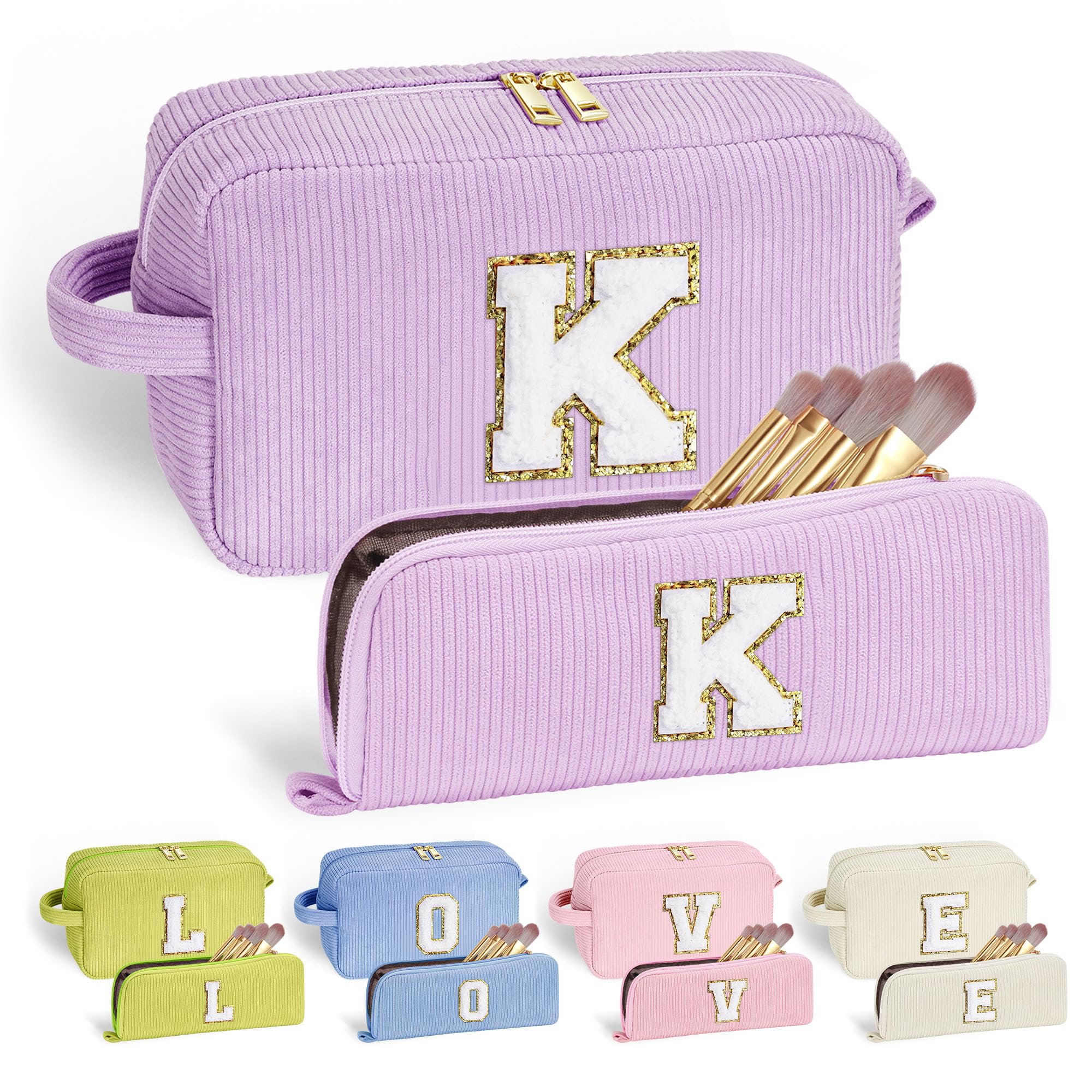 Personalized Initial Travel Makeup Bag - Cute Cosmetic Organizer for Women & Teens | Easter, Birthday Gift for Girls, Best Friends | Perfect for Travel, Gym, School & Daily Use