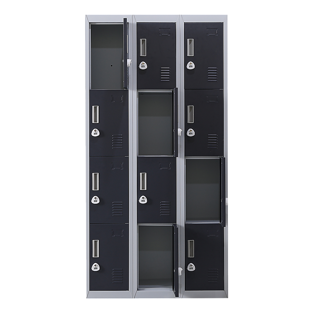 12-Door Locker with 3-Digit Combination Lock for Secure Storage - Perfect for Office, Gym, Shed, School & Home Organization