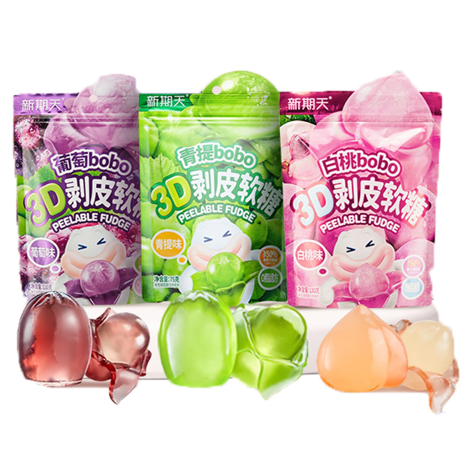 Peelable Crystal Fruit Gummy Candy - 50% Real Juice, Assorted Flavors, Individually Wrapped Chewy Gummies (3 Pack, 13.76oz) - Perfect for Snacking, Desserts, Parties & On-The-Go Treats