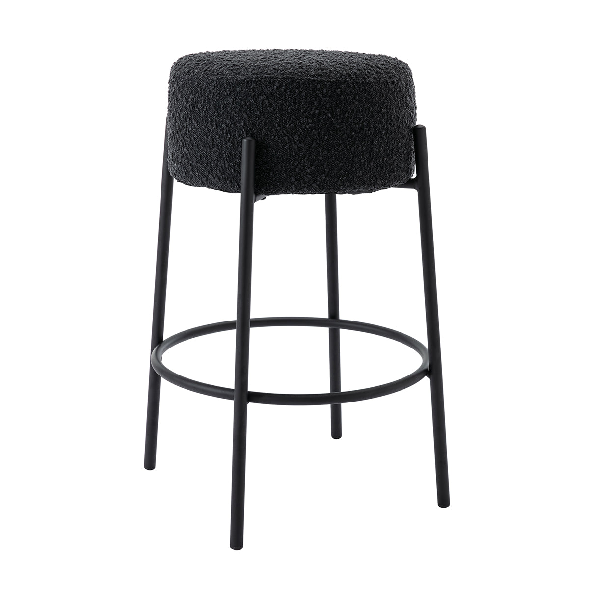 Amara Boucle Bar Stool - Modern Upholstered Counter Height Stool with Metal Legs for Kitchen Island, Breakfast Nook & Home Bar Decor