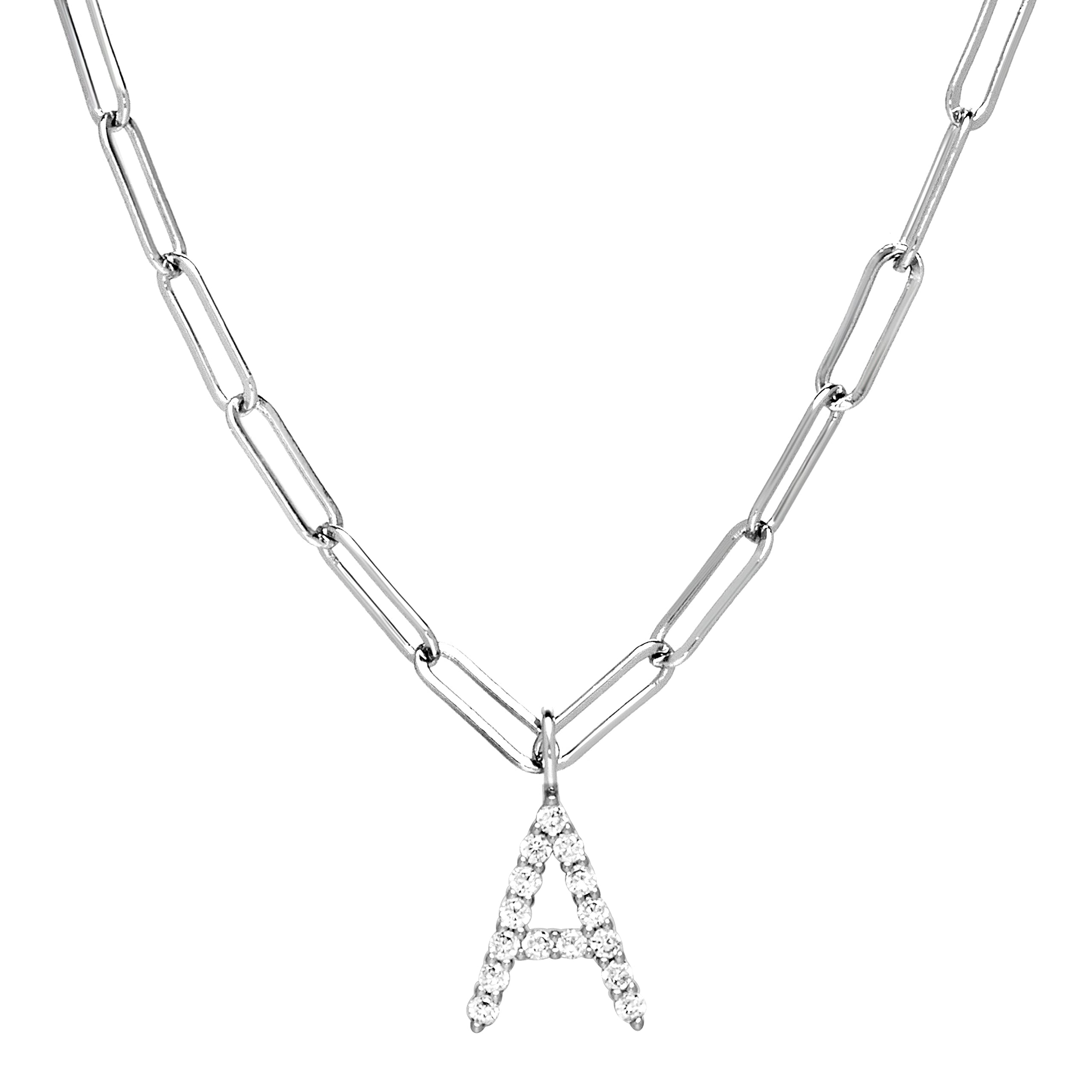 Badgley Mischka Women's Initial Letter Necklace - Crystal Charm Pendant with Delicate Paperclip Chain, Elegant Personalized Jewelry Gift for Her (Perfect for Birthdays, Anniversaries & Special Occasions)