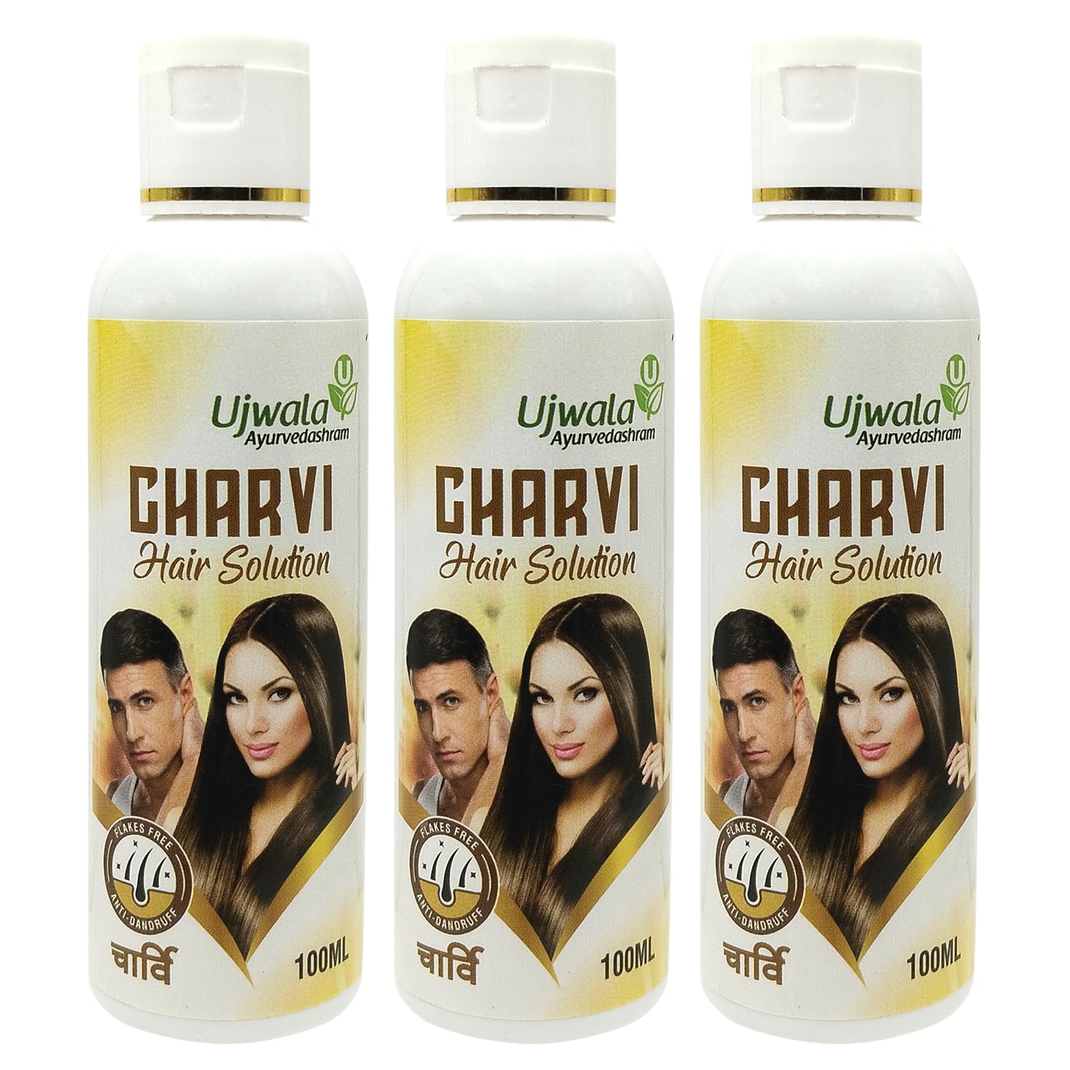 Charvi Hair Solution Pack of 3 (100ml) - Nourishing Hair Oil to Reduce Hair Fall & Add Shine | For Dry, Damaged & Frizzy Hair | Perfect for Daily Hair Care & Scalp Massage