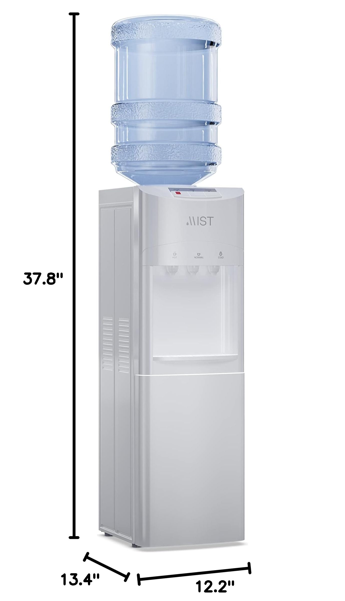 Energy Star Certified White Top Loading Water Cooler Dispenser - Hot, Cold & Room Temperature Water with Child Safety Lock, Holds 3 or 5 Gallon Bottles - Perfect for Home, Office, Kitchen & Breakroom Use