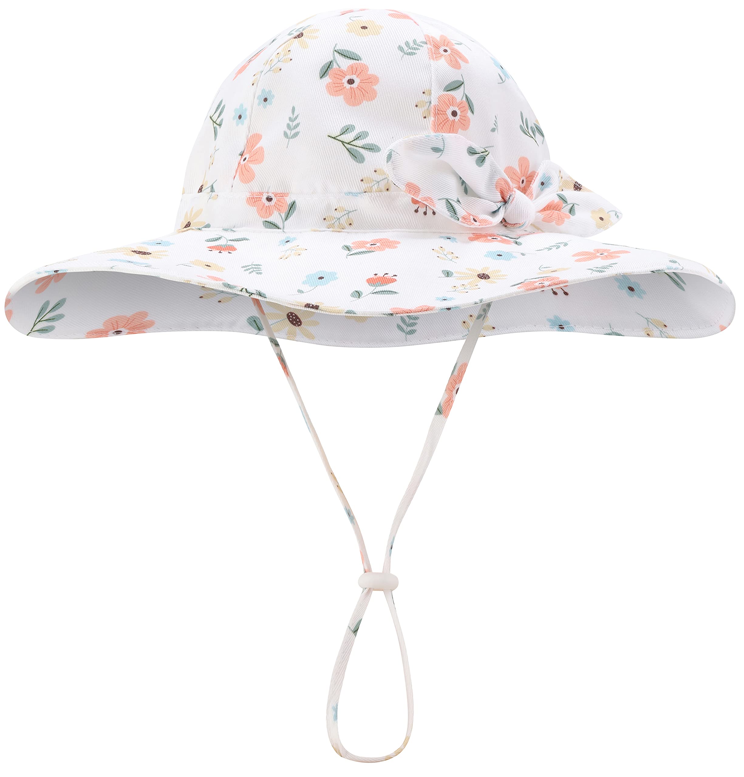 UPF 50+ Baby Girls Sun Hat - Wide Brim Bucket Beach Hat for Toddlers & Infants - UV Protection Summer Hat for Outdoor Play, Park, and Beach Activities
