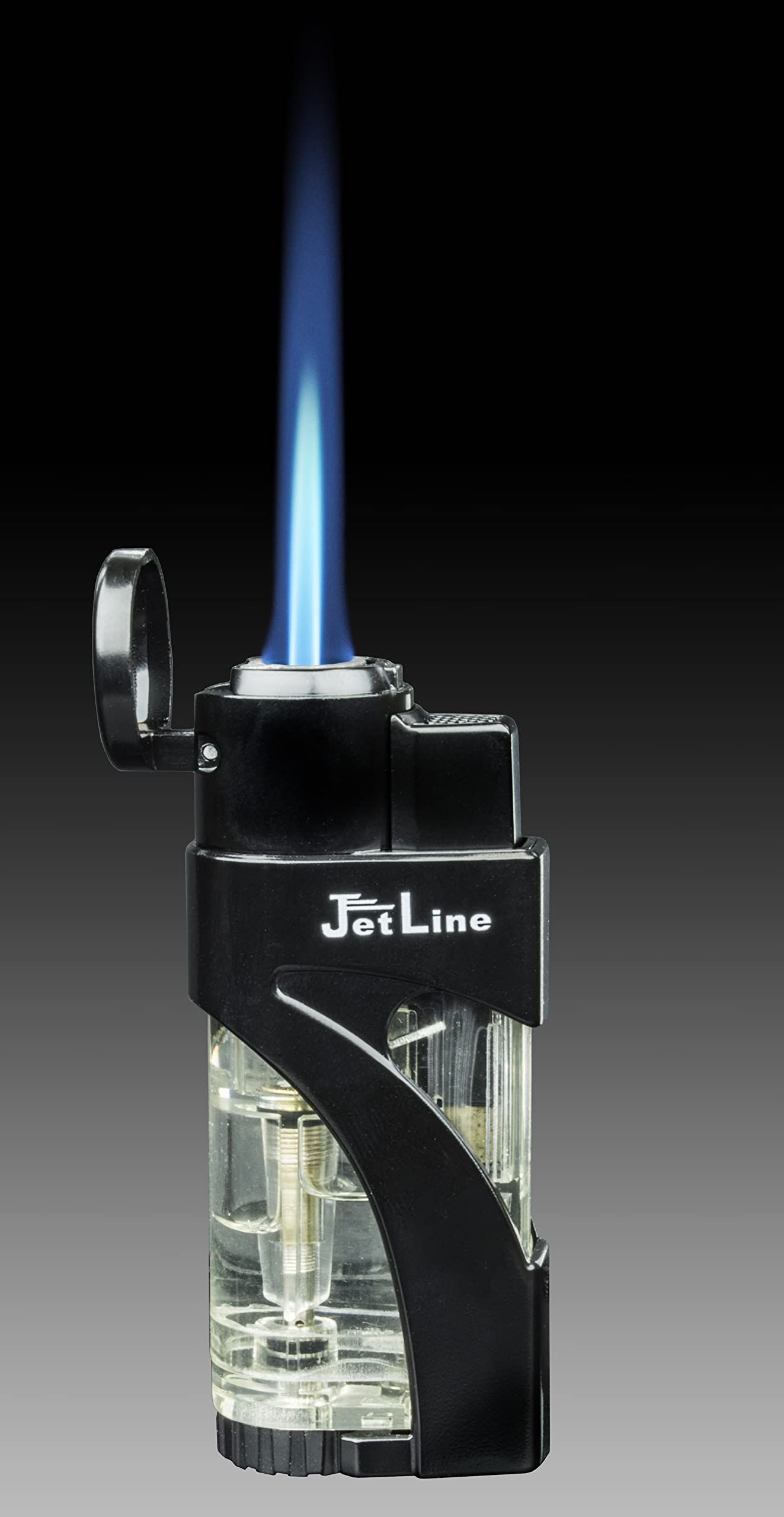 Jetline Phantom Single Jet Flame Cigar Lighter - Black | Windproof Butane Lighter for Cigars, Cigarettes & Outdoor Use | Perfect for Travel, Camping & Gifts