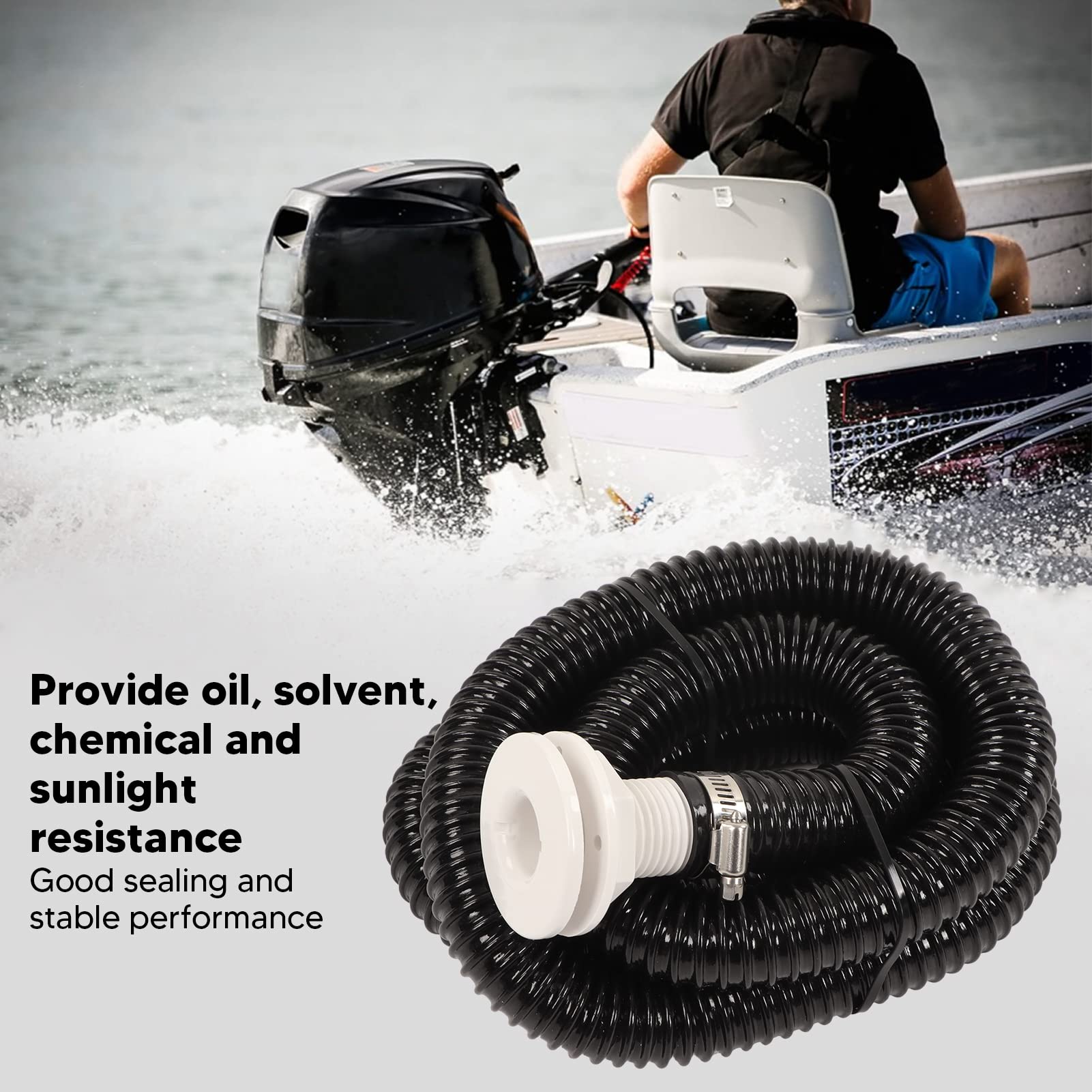 Bediffer 1-1/8 Inch Diameter 5ft Heavy Duty Flexible PVC Bilge Pump Hose Kit for Boats - Marine Plumbing, Water Drainage & Emergency Use