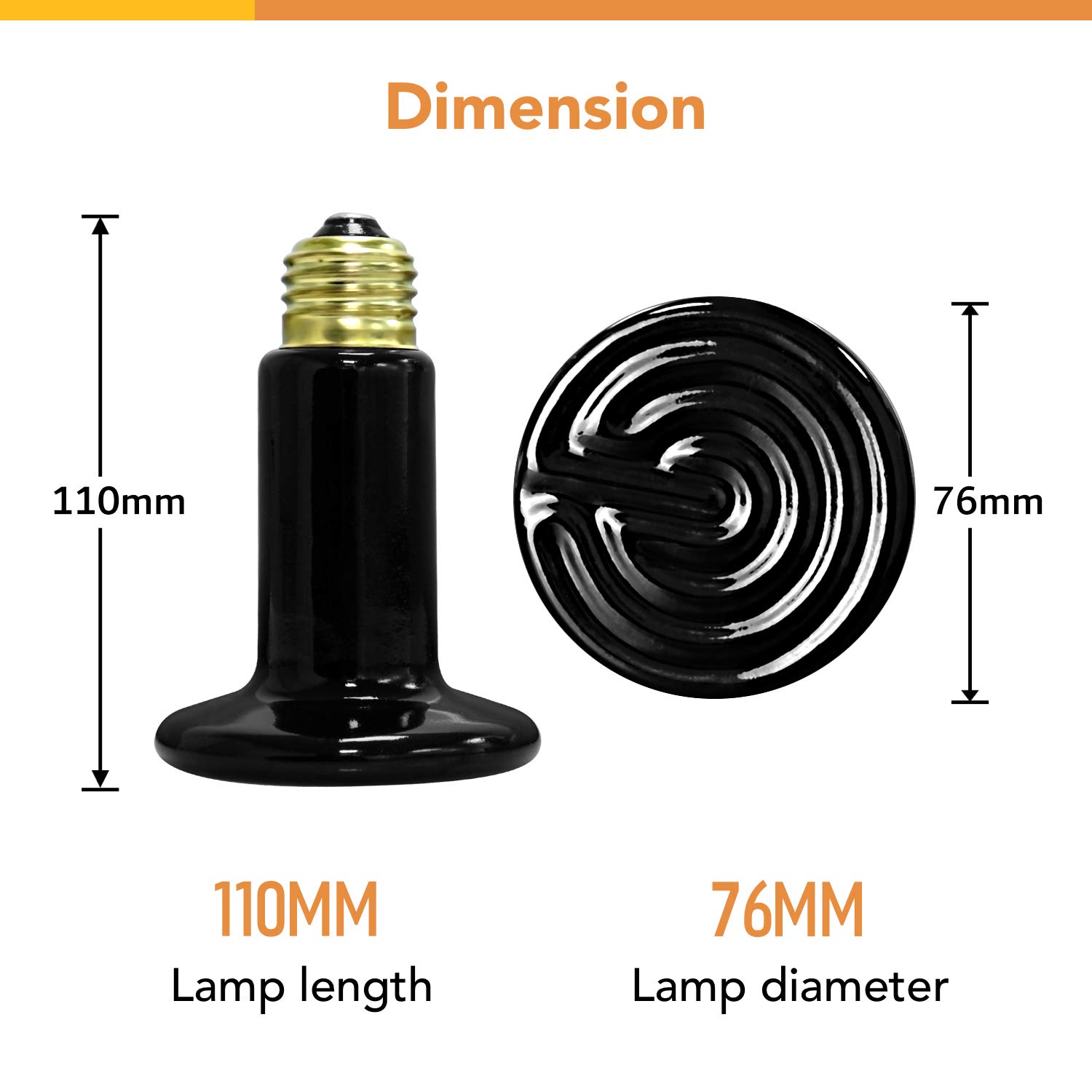 Simple Deluxe 60W Ceramic Heat Emitter Bulb 2-Pack - No Light Reptile Heat Lamp for Terrariums, Brooder Coop & Pet Habitat - Ideal for Snakes, Lizards, Spiders, Chickens & Amphibians - Perfect for Nighttime Heating & Egg Incubation
